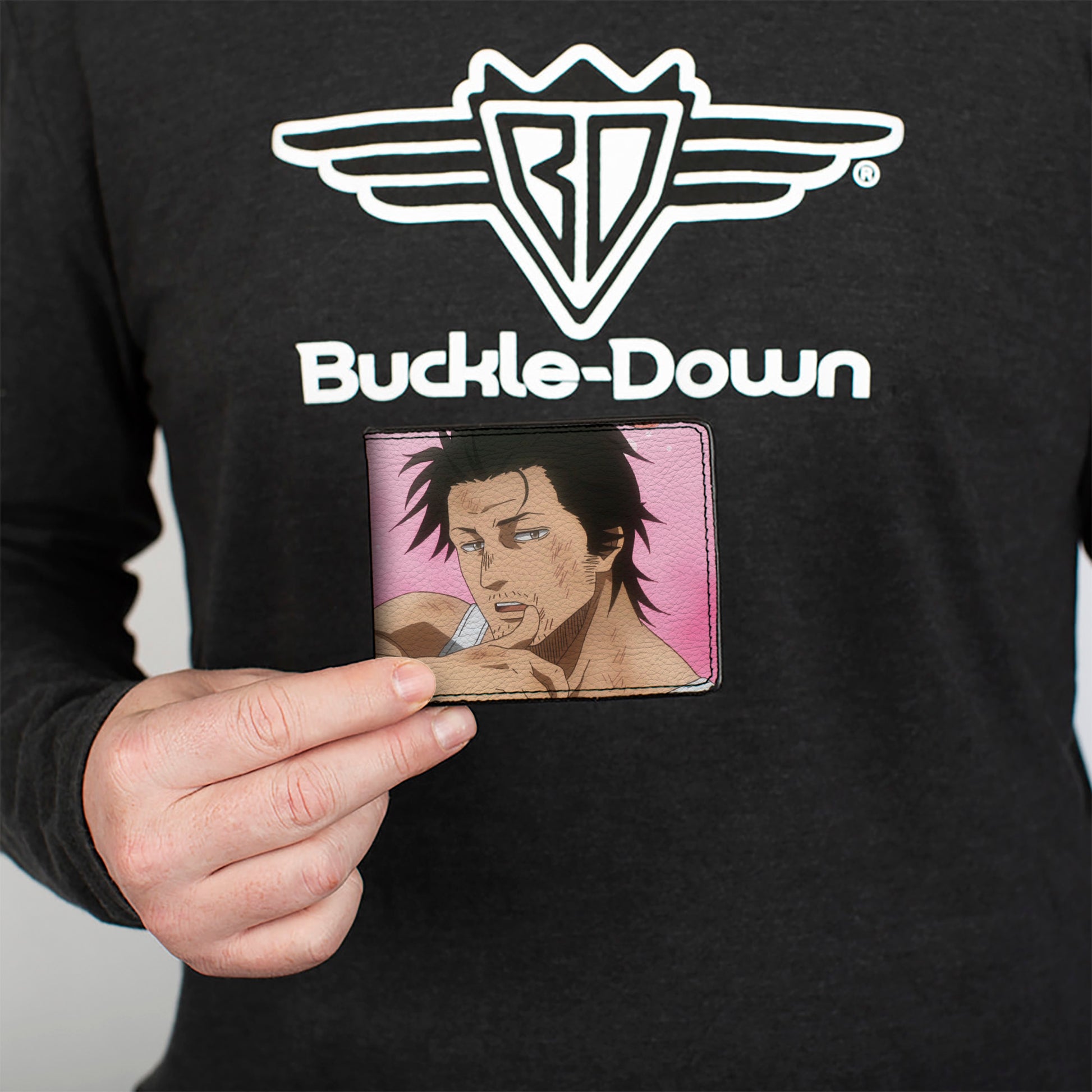 Bi-Fold Wallet - Black Clover Sexy Yami Sukehiro Pose and Roses Pinks Bi-Fold Wallets Crunchyroll