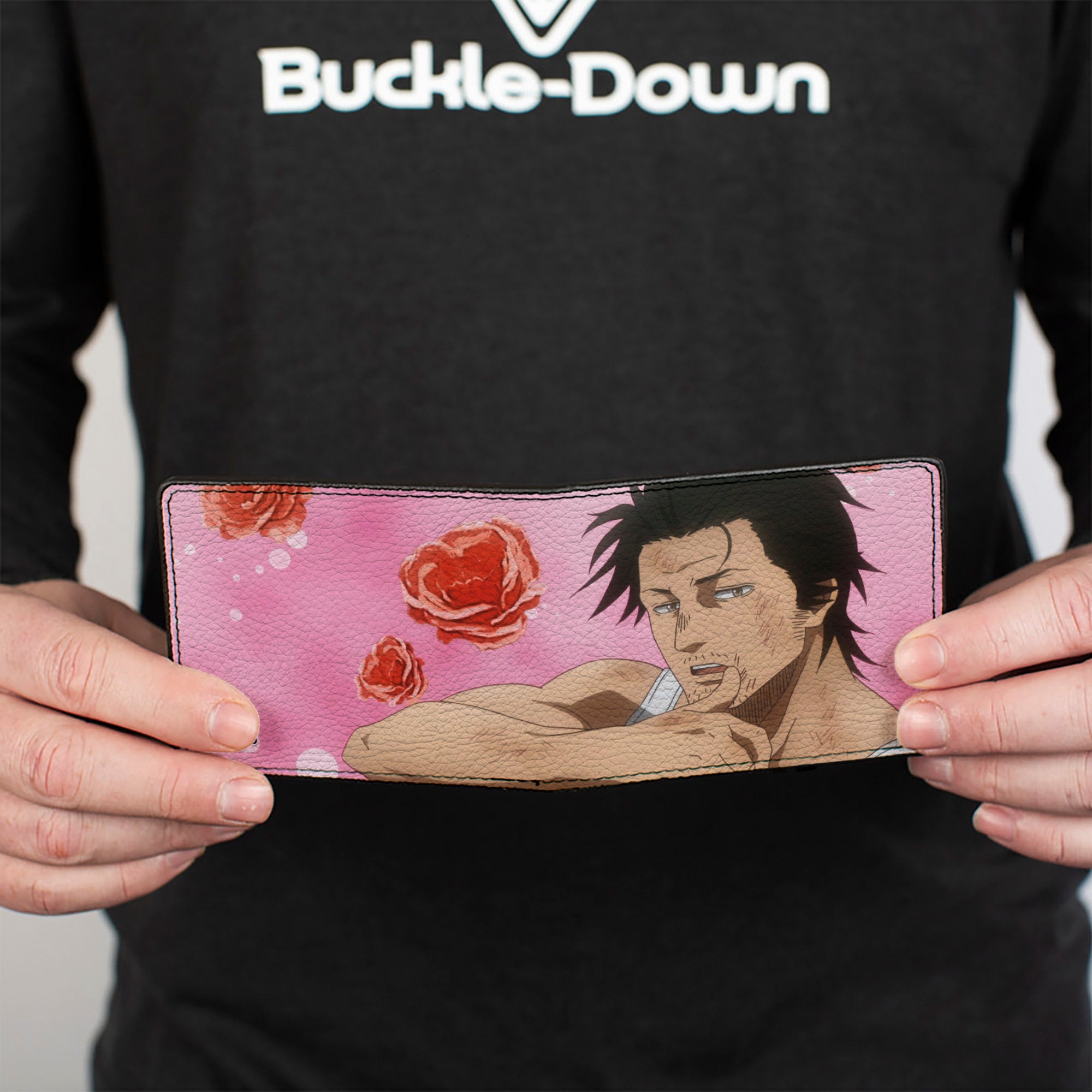 Bi-Fold Wallet - Black Clover Sexy Yami Sukehiro Pose and Roses Pinks Bi-Fold Wallets Crunchyroll