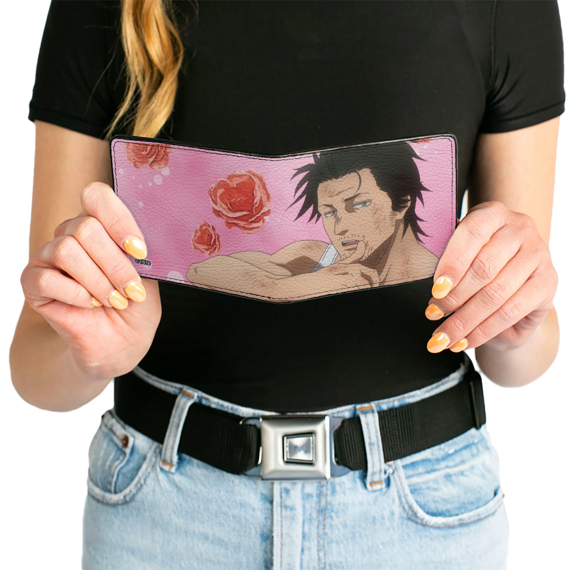 Bi-Fold Wallet - Black Clover Sexy Yami Sukehiro Pose and Roses Pinks Bi-Fold Wallets Crunchyroll