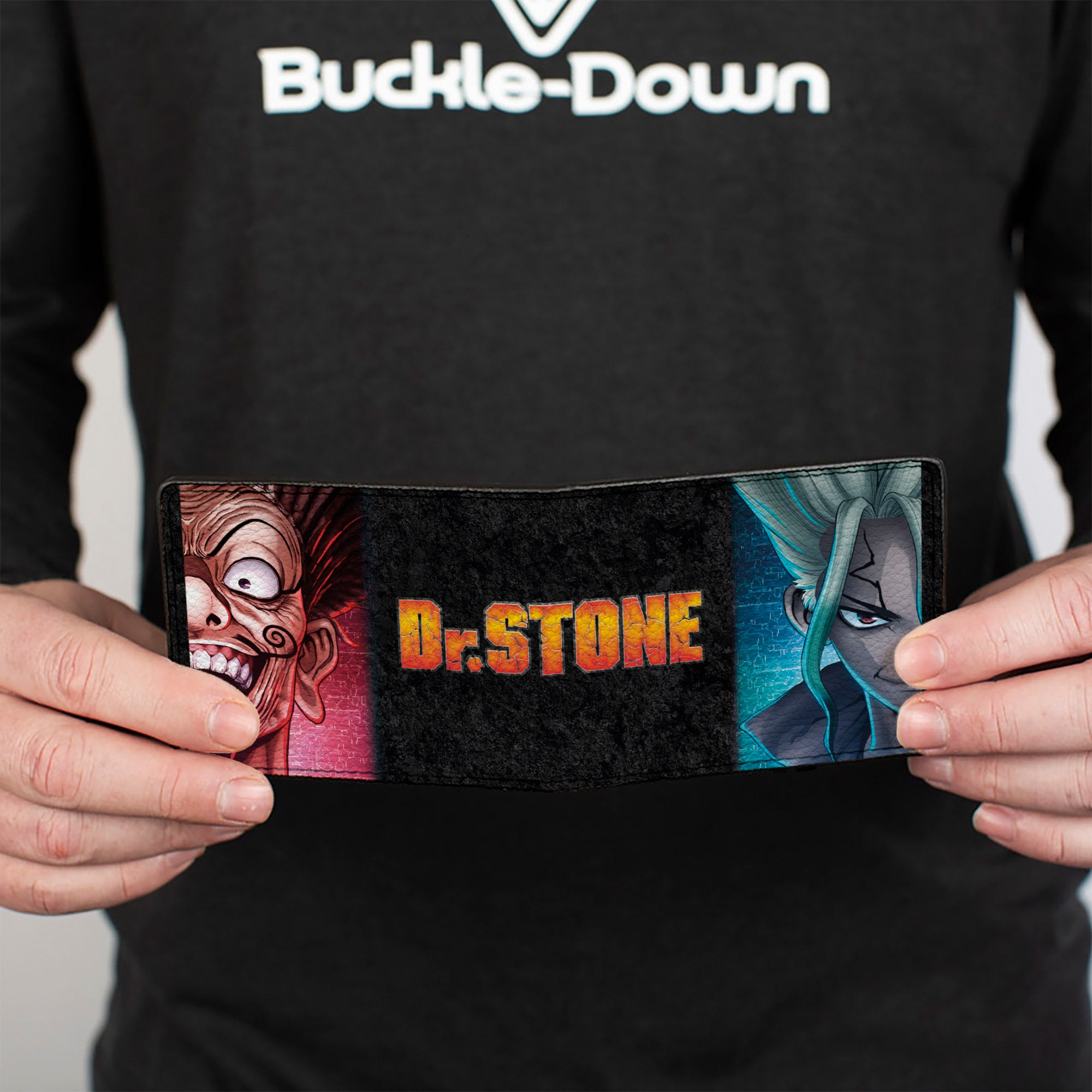 Bi-Fold Wallet - DR. STONE Ibara Senku Split Pose and Title Logo Black Bi-Fold Wallets Dr. Stone