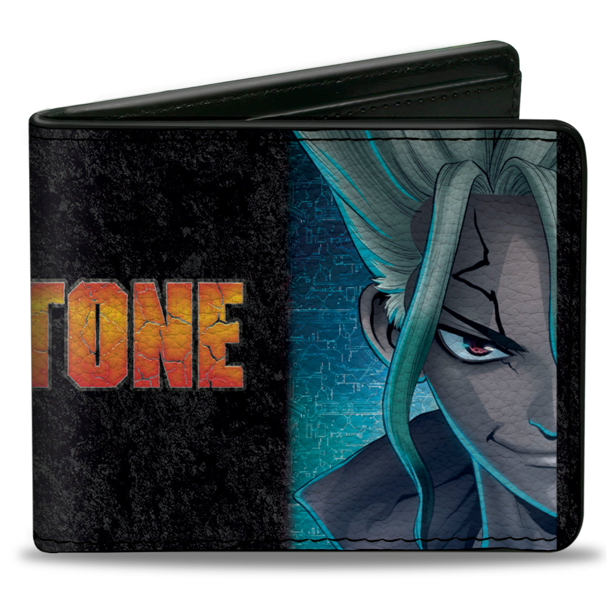 Bi-Fold Wallet - DR. STONE Ibara Senku Split Pose and Title Logo Black Bi-Fold Wallets Dr. Stone