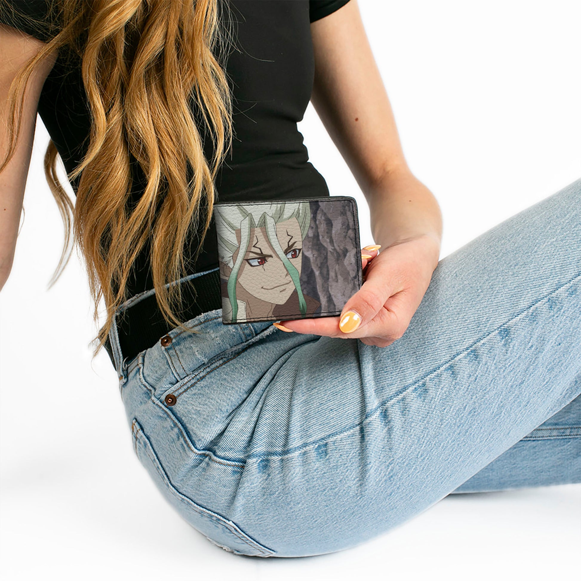 Bi-Fold Wallet - DR. STONE Senku Ishigami Sword Close-Up Pose and Title Logo Bi-Fold Wallets Dr. Stone