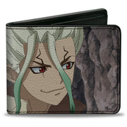 Bi-Fold Wallet - DR. STONE Senku Ishigami Sword Close-Up Pose and Title Logo Bi-Fold Wallets Dr. Stone