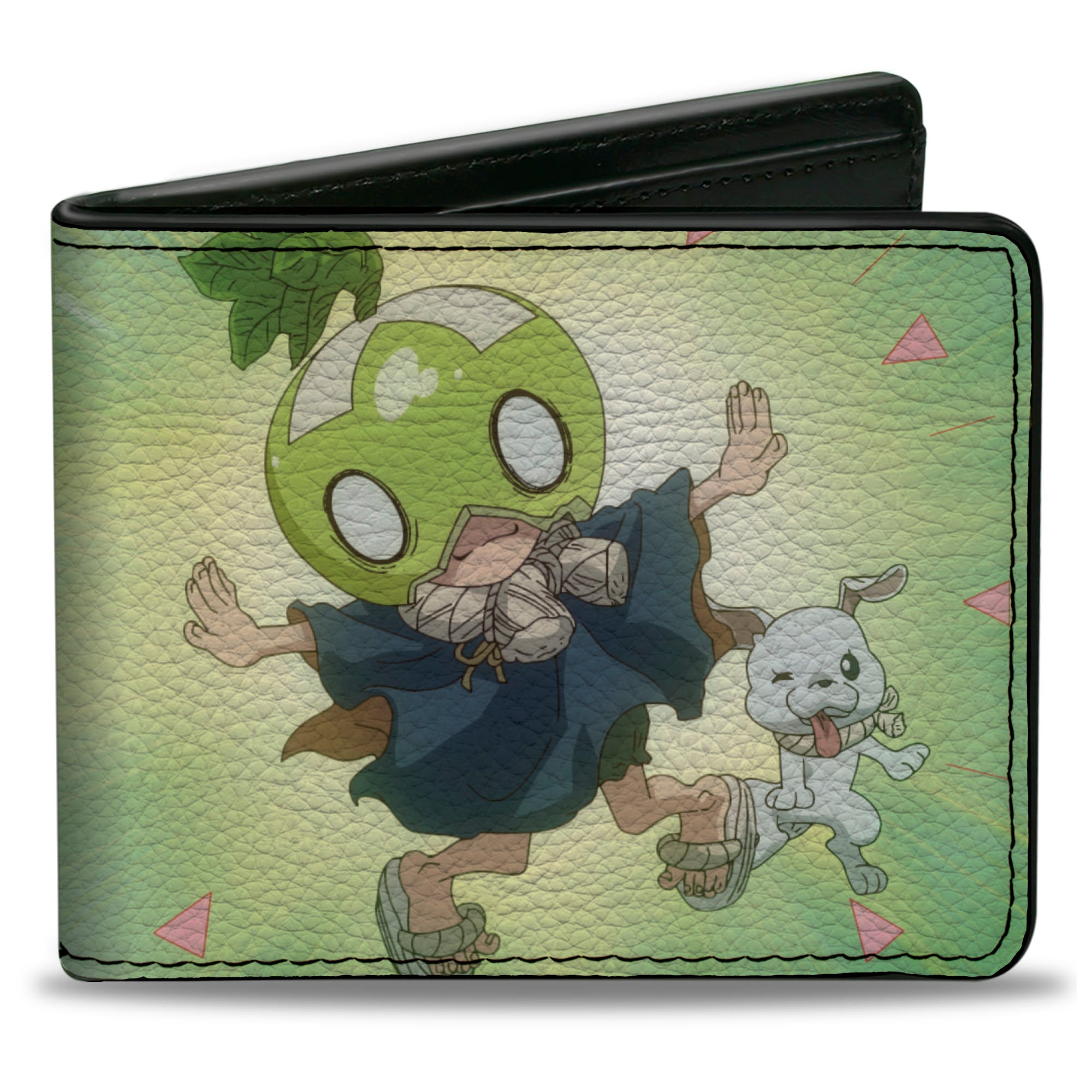 Bi-Fold Wallet - DR. STONE Suika and Chalk Dancing Pose and Title Logo Greens Bi-Fold Wallets Dr. Stone