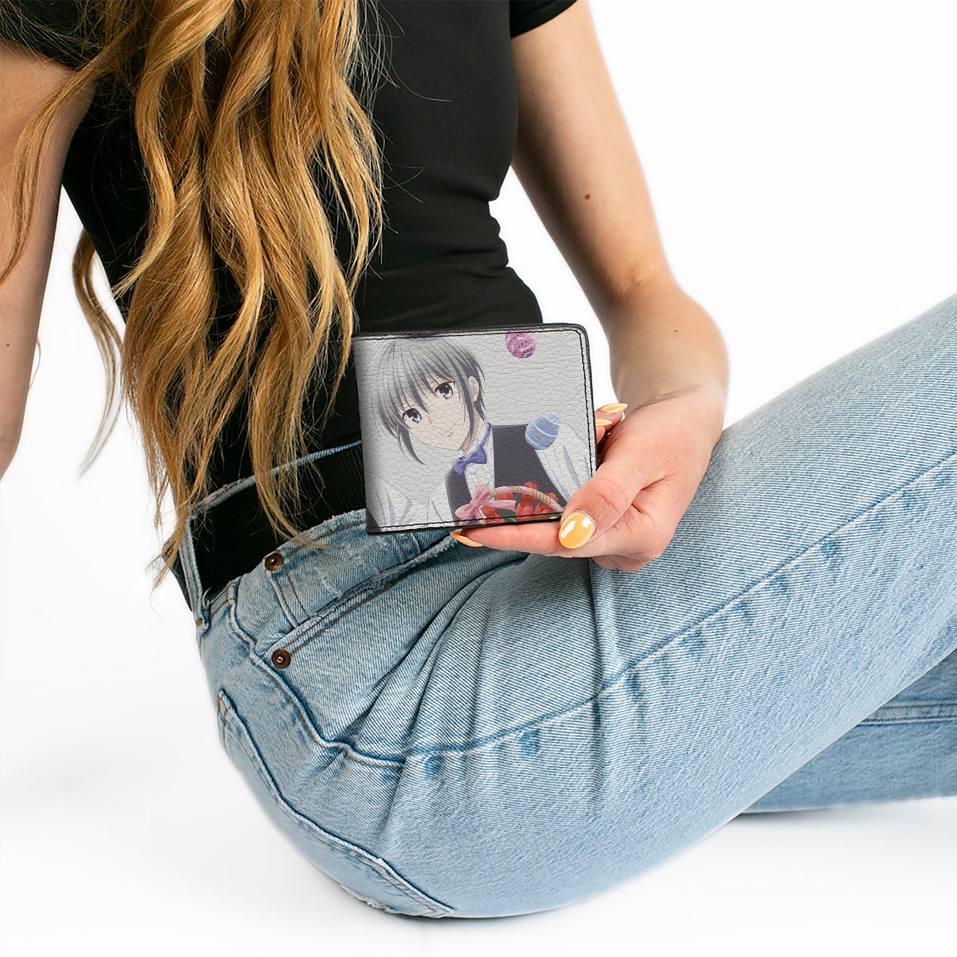 Bi-Fold Wallet - Fruits Basket Kyo and Yuki Easter Themed Animage Magazine Poster Pose Gray Bi-Fold Wallets Fruits Basket