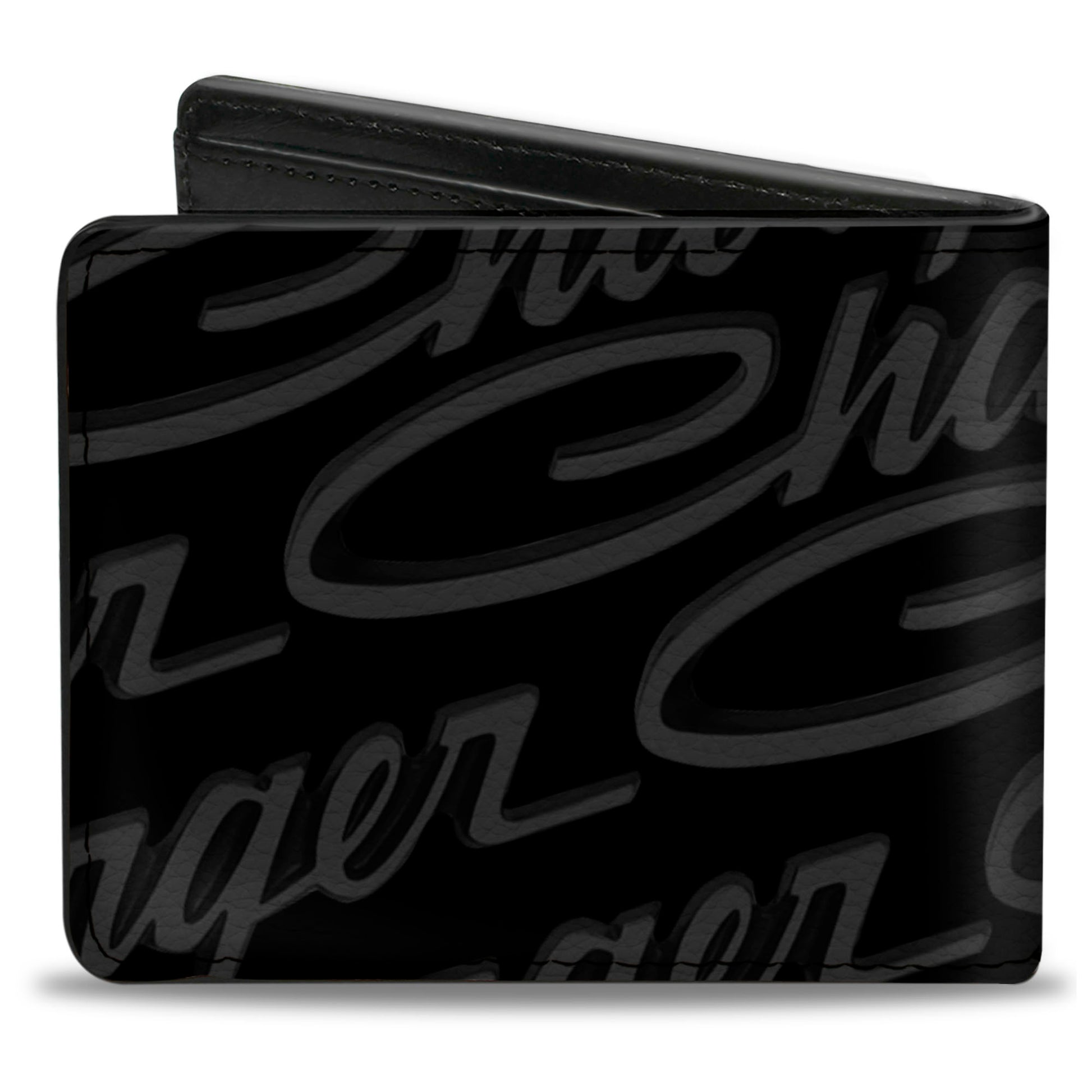 Bi-Fold Wallet - CHARGER Script Emblem Repeat Corner Black Grays White Bi-Fold Wallets Dodge