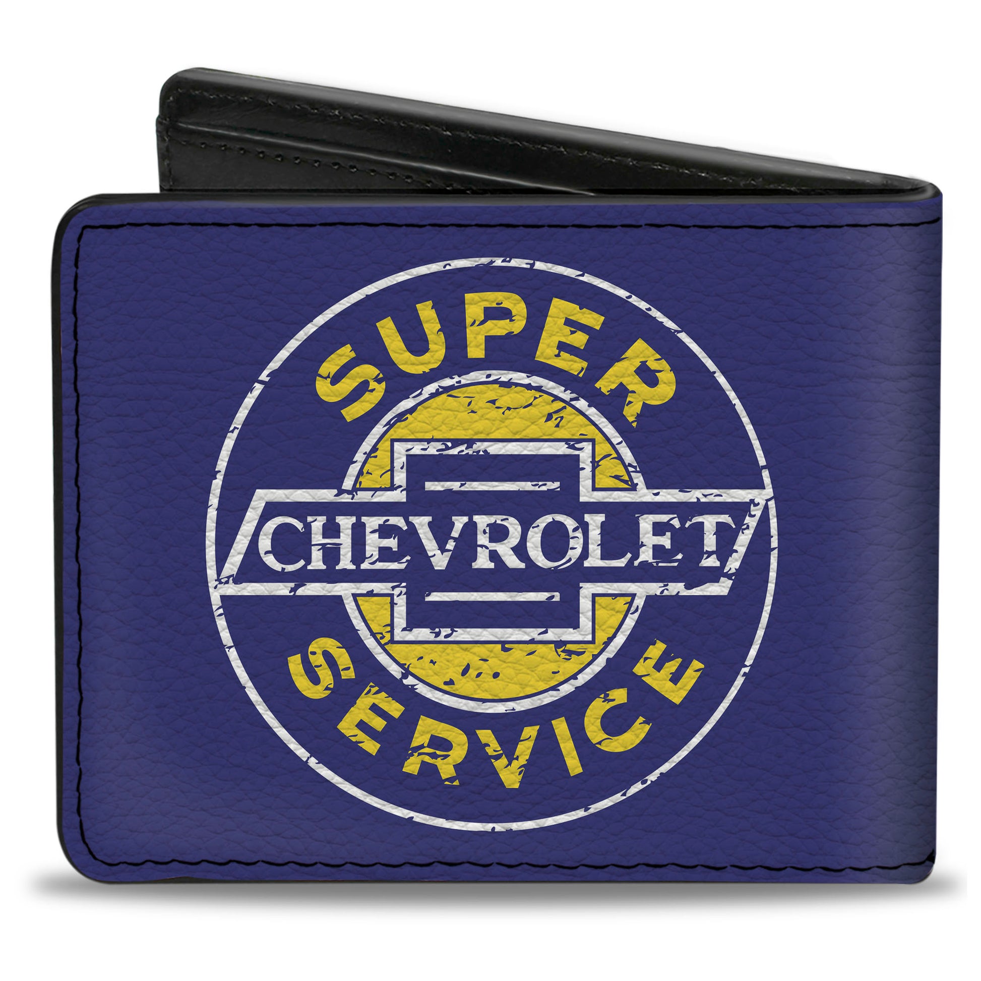 Bi-Fold Wallet - CHEVROLET SUPER SERVICE Logo Blue White Yellow Bi-Fold Wallets GM General Motors