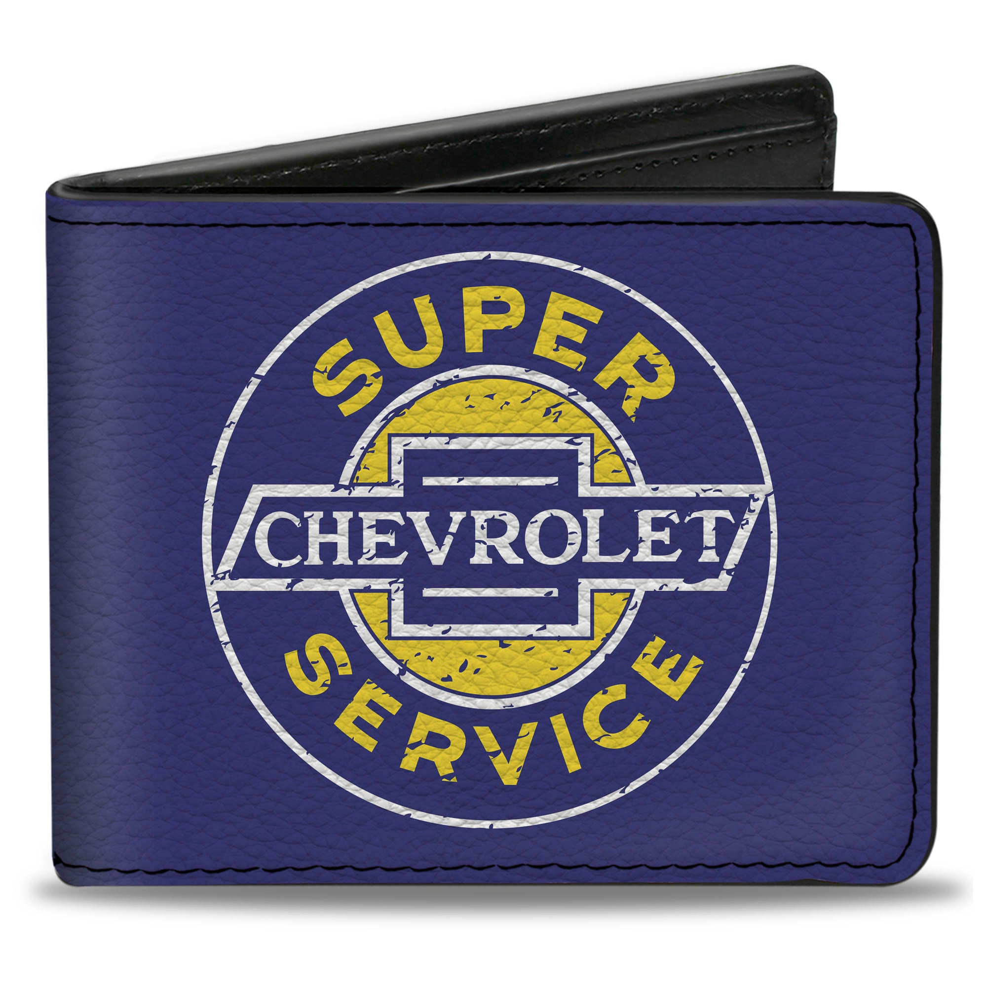 Bi-Fold Wallet - CHEVROLET SUPER SERVICE Logo Blue White Yellow Bi-Fold Wallets GM General Motors