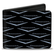 Bi-Fold Wallet - 1955-57 CHEVROLET V Emblem Monogram Black Silver Bi-Fold Wallets GM General Motors