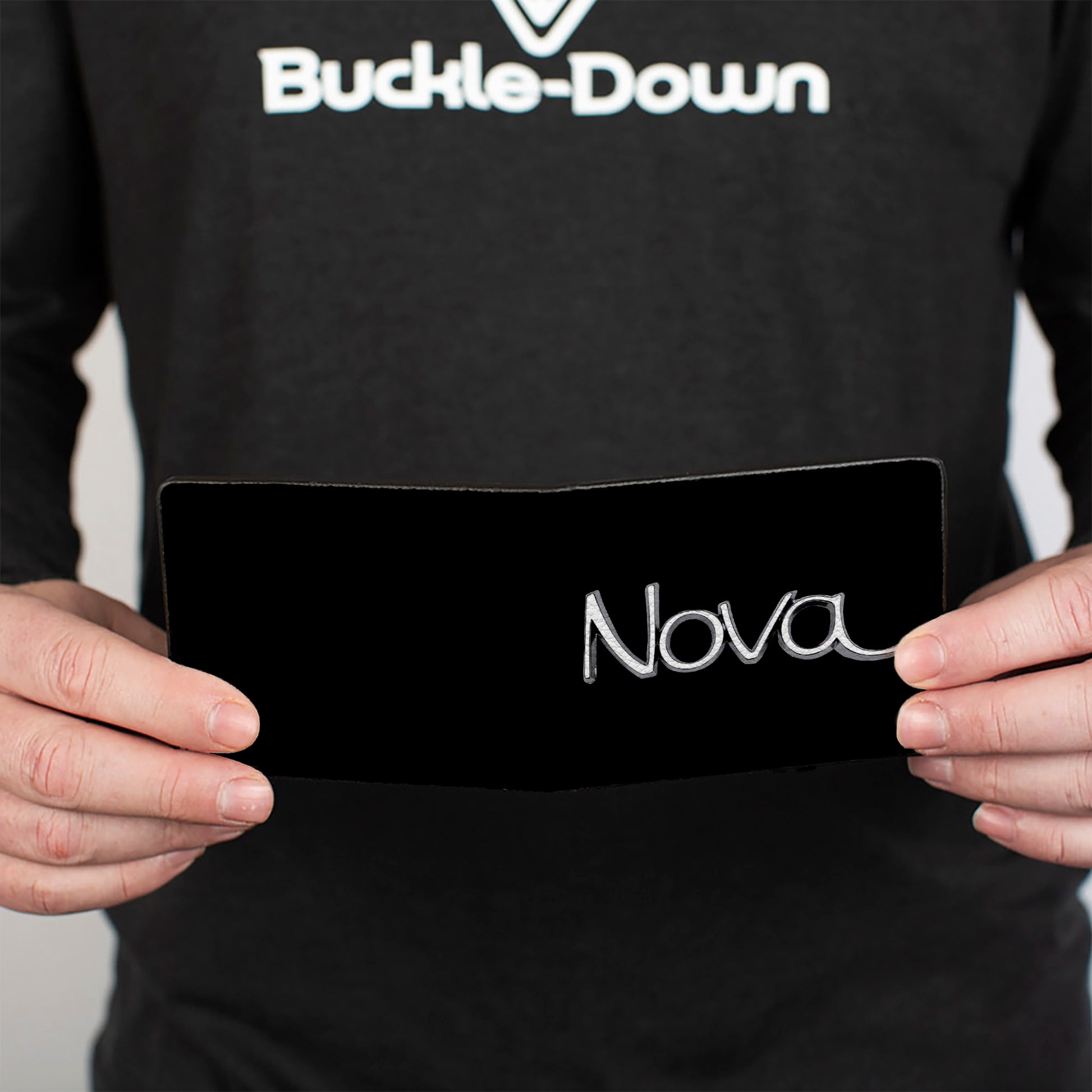 Bi-Fold Wallet - 1968-72 NOVA Script Emblem Black Silver Bi-Fold Wallets GM General Motors