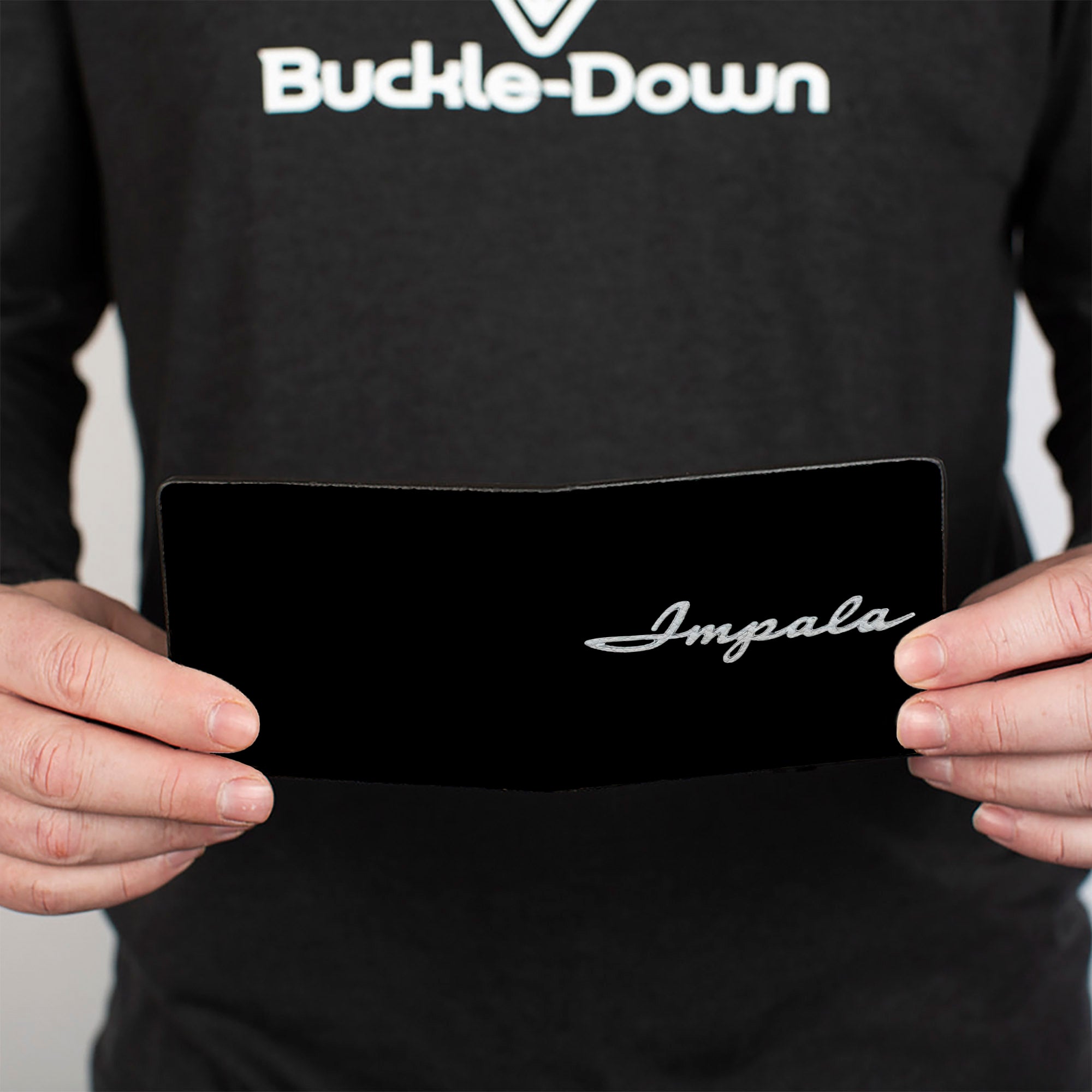 Bi-Fold Wallet - 1962 IMPALA Script Emblem Black Silver Bi-Fold Wallets GM General Motors