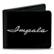 Bi-Fold Wallet - 1962 IMPALA Script Emblem Black Silver Bi-Fold Wallets GM General Motors