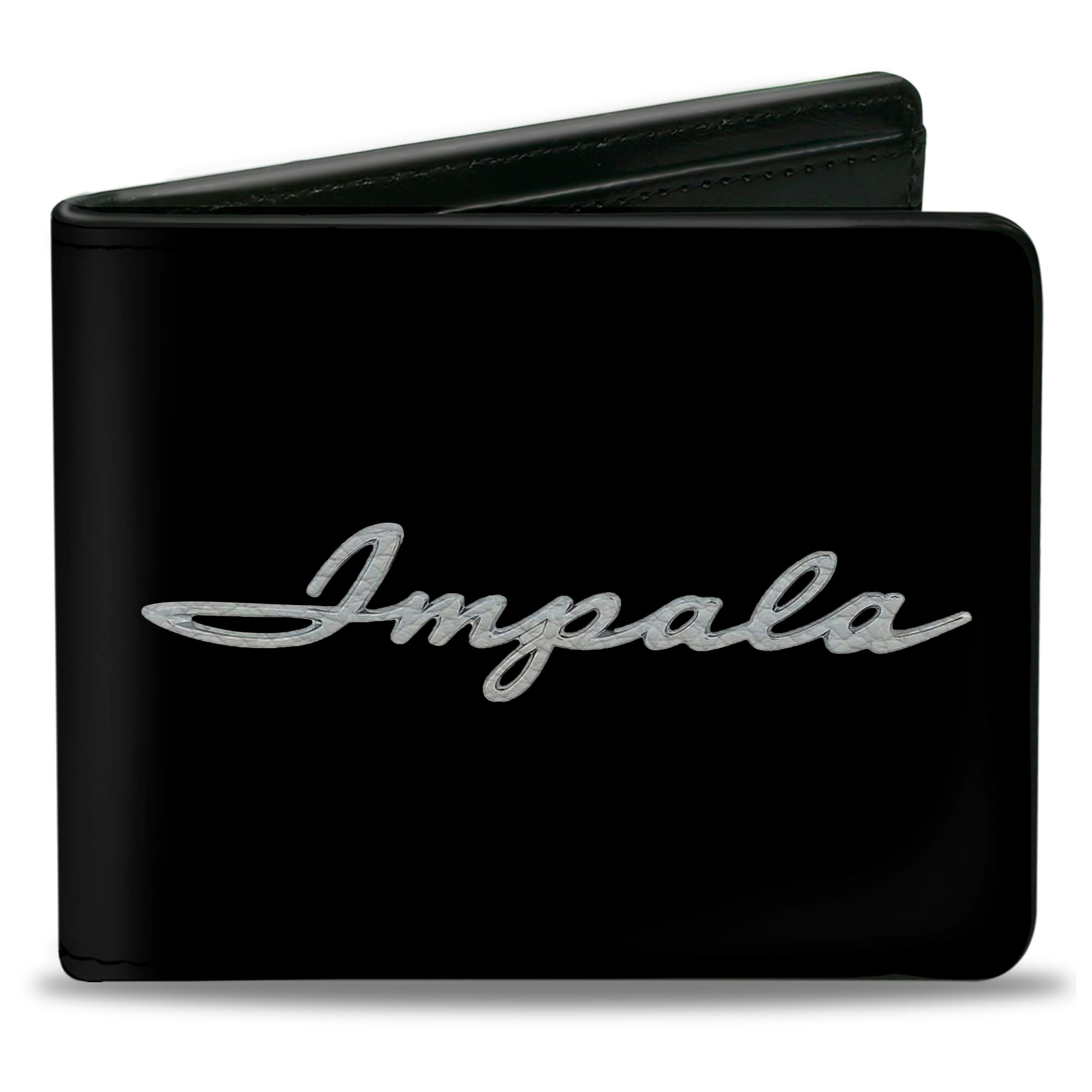 Bi-Fold Wallet - 1962 IMPALA Script Emblem Black Silver Bi-Fold Wallets GM General Motors