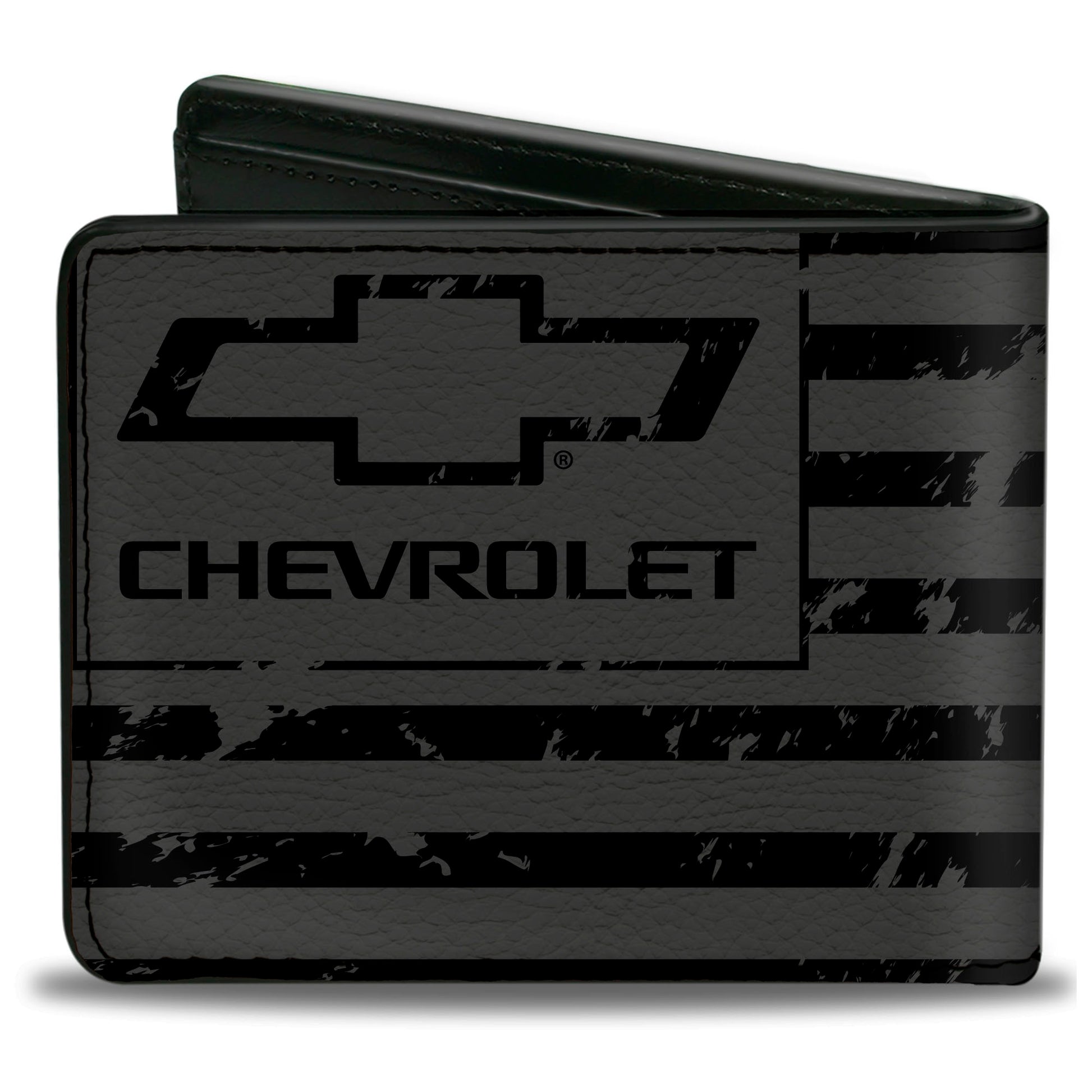 Bi-Fold Wallet - CHEVROLET Bowtie Americana Flag Weathered Gray Black Bi-Fold Wallets GM General Motors