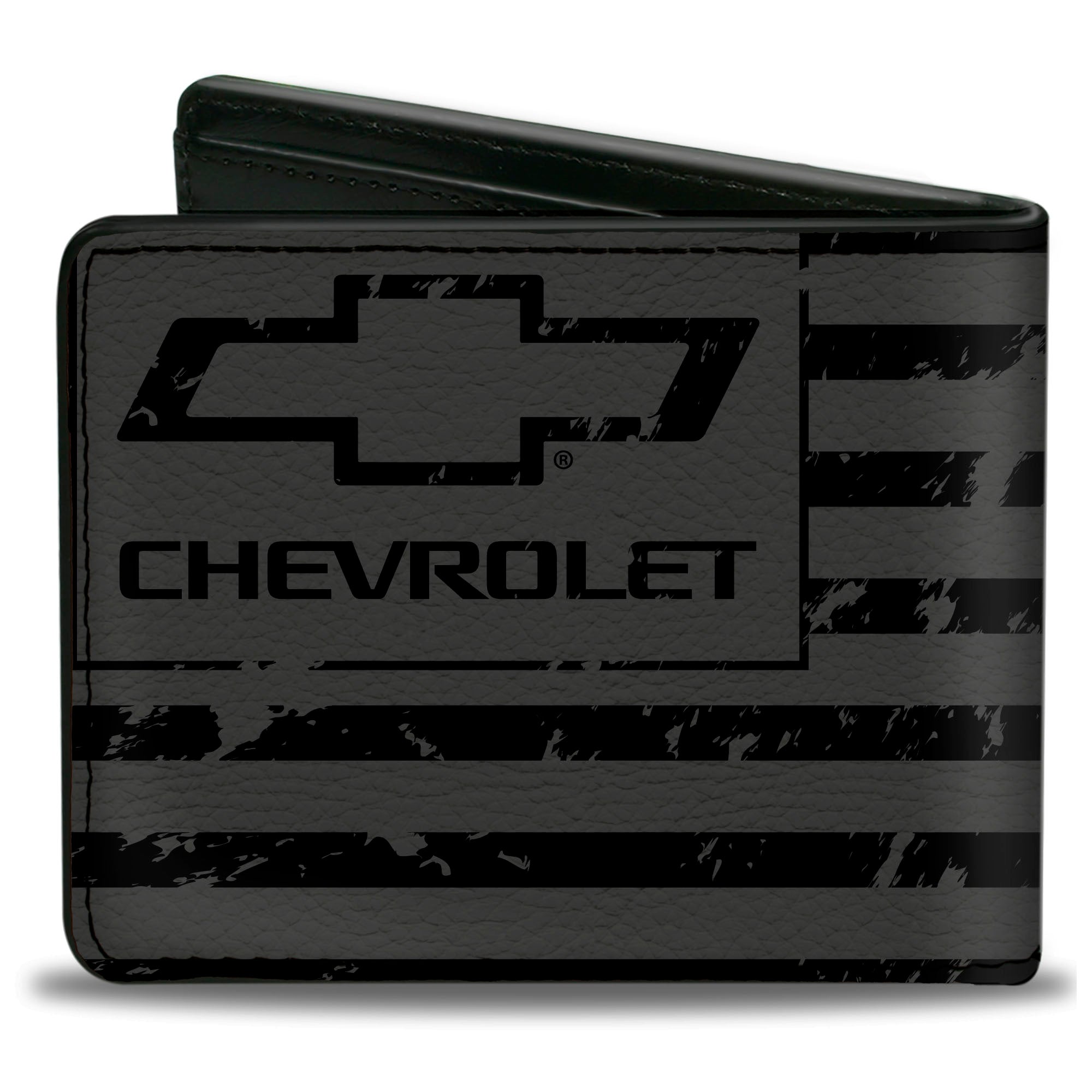 Bi-Fold Wallet - CHEVROLET Bowtie Americana Flag Weathered Gray Black Bi-Fold Wallets GM General Motors