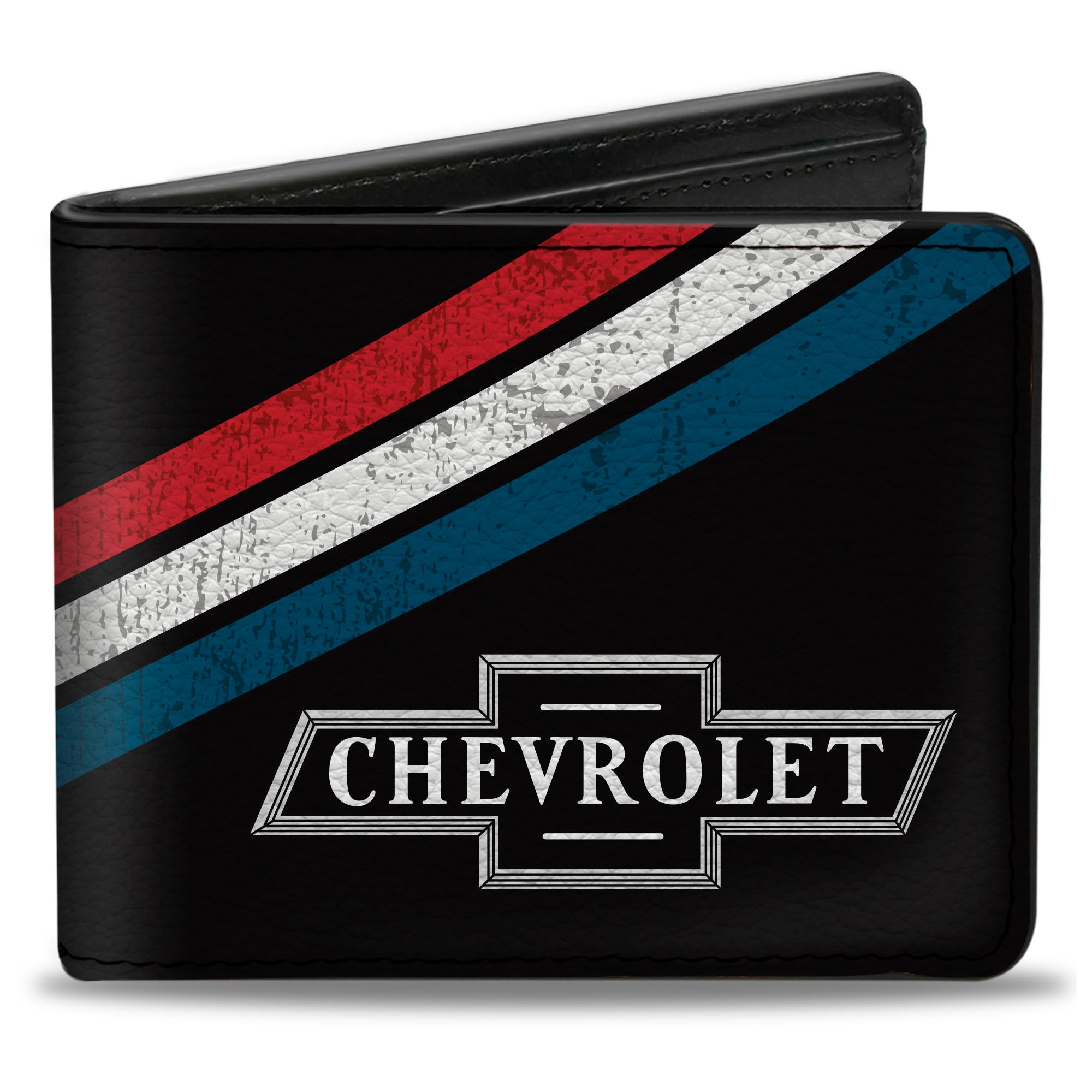 Bi-Fold Wallet - CHEVROLET Bowtie Logo and Americana Stripe Black/Red/White/Blue Bi-Fold Wallets GM General Motors