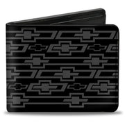 Bi-Fold Wallet - Retro Chevy Bowtie Diagonal Monogram Black Gray Bi-Fold Wallets GM General Motors