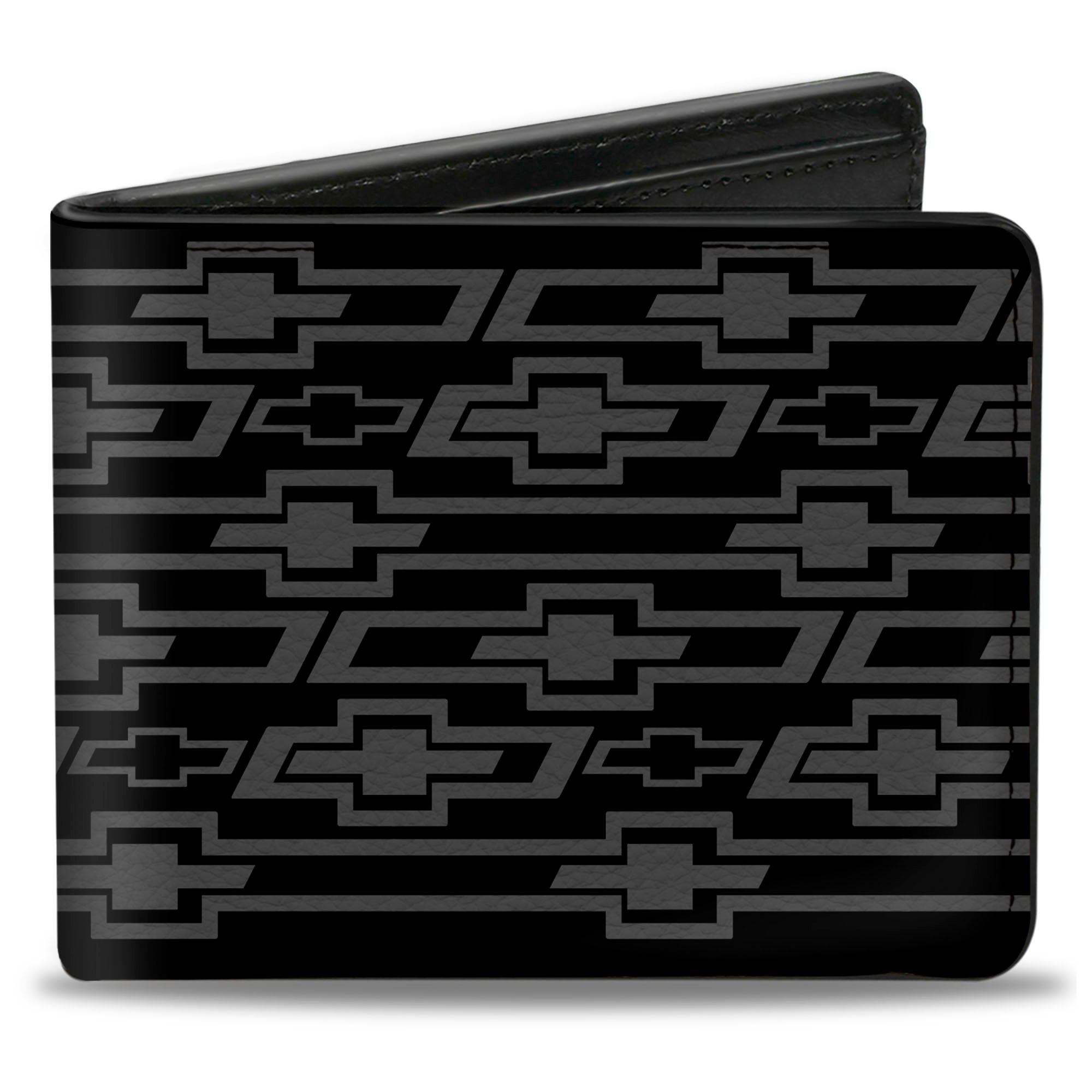 Bi-Fold Wallet - Retro Chevy Bowtie Diagonal Monogram Black Gray Bi-Fold Wallets GM General Motors