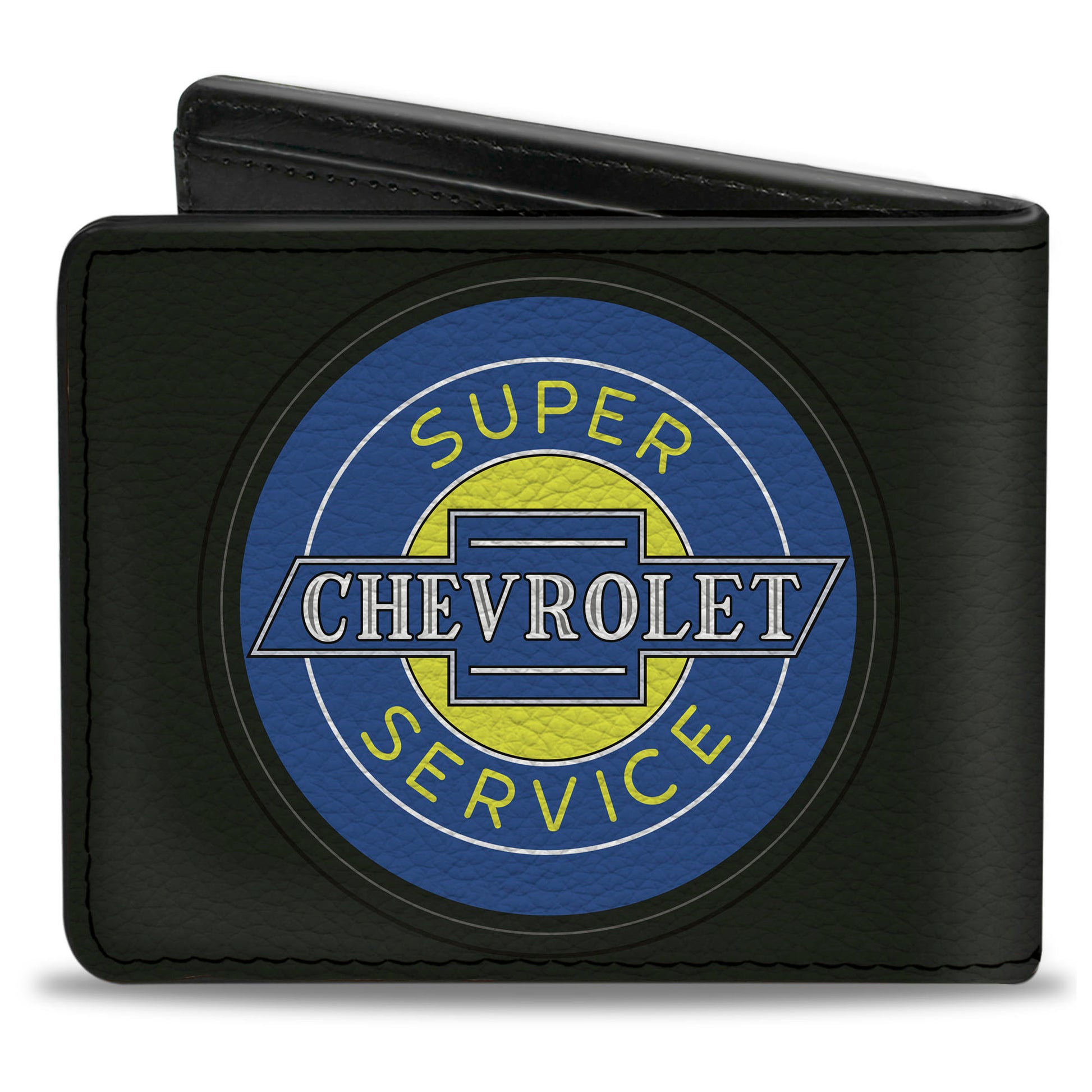 Bi-Fold Wallet - CHEVROLET SUPER SERVICE Logo Black Blue Yellow Bi-Fold Wallets GM General Motors
