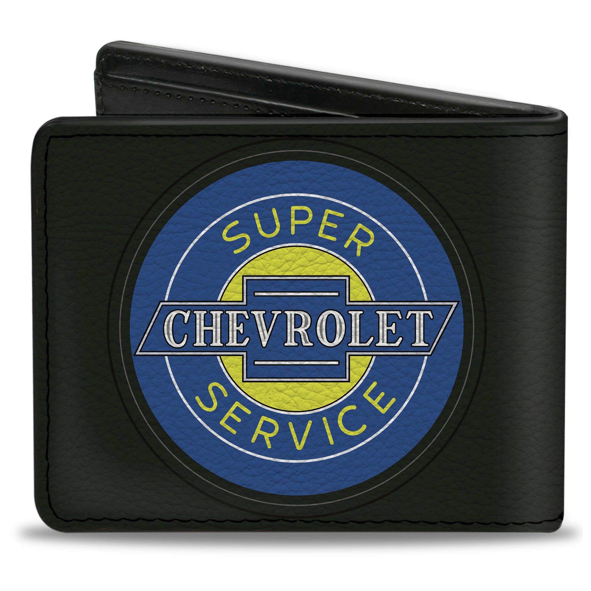 Bi-Fold Wallet - CHEVROLET SUPER SERVICE Logo Black Blue Yellow Bi-Fold Wallets GM General Motors