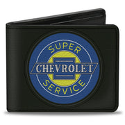 Bi-Fold Wallet - CHEVROLET SUPER SERVICE Logo Black Blue Yellow Bi-Fold Wallets GM General Motors