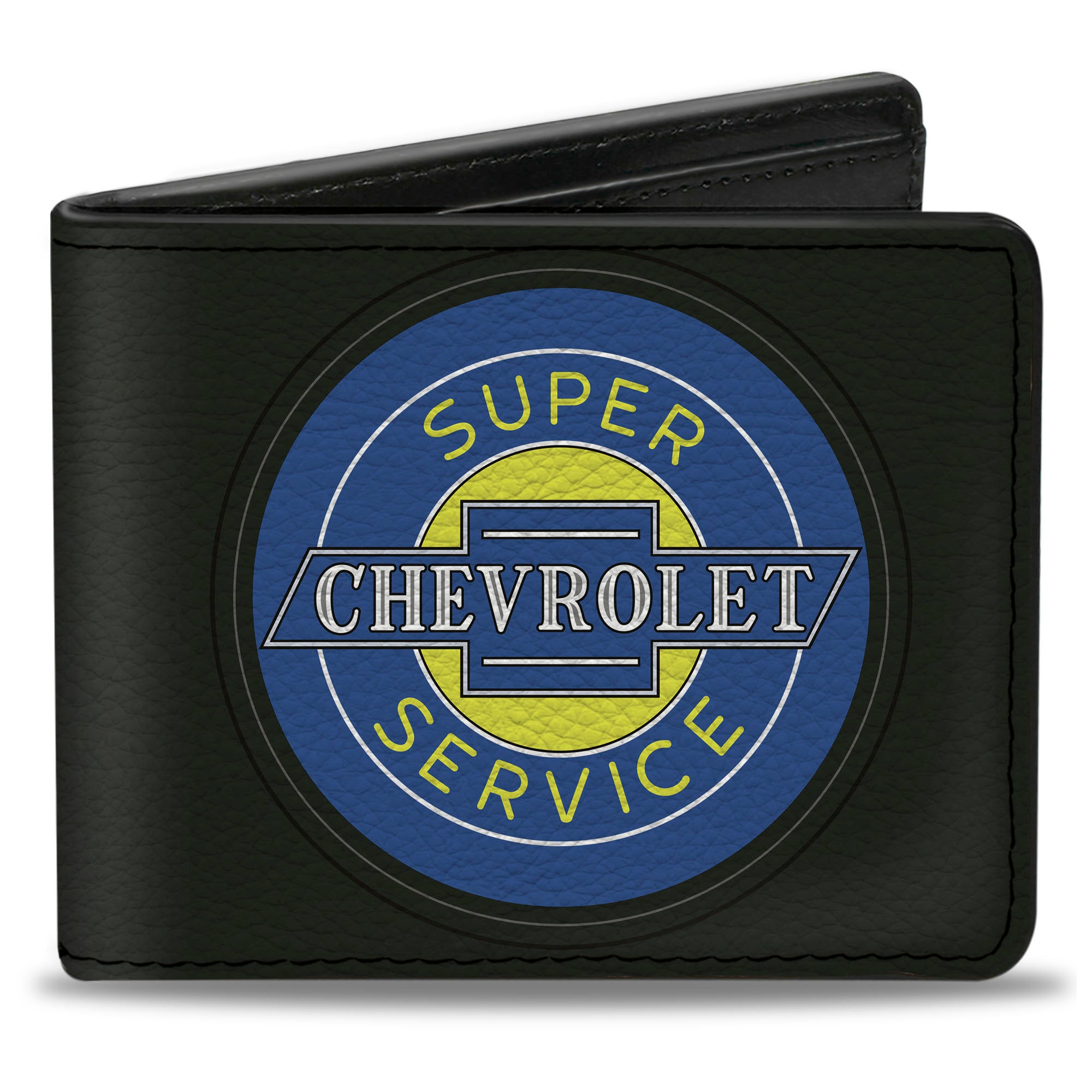Bi-Fold Wallet - CHEVROLET SUPER SERVICE Logo Black Blue Yellow Bi-Fold Wallets GM General Motors