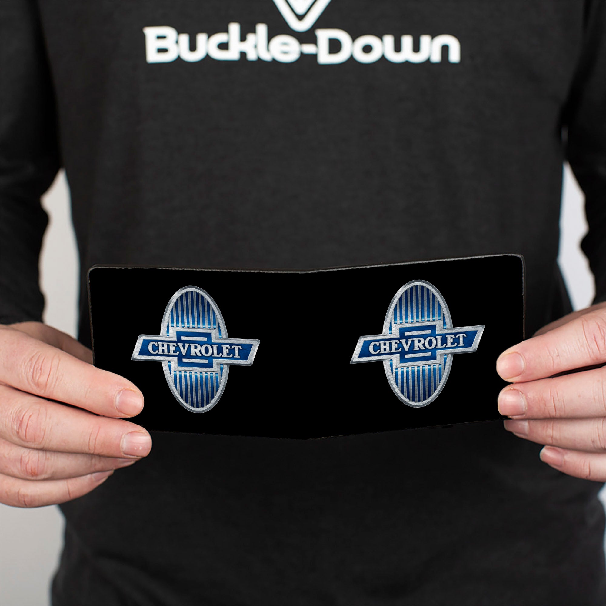 Bi-Fold Wallet - 1929 Chevrolet Bowtie Logo Black Silver Blue Bi-Fold Wallets GM General Motors