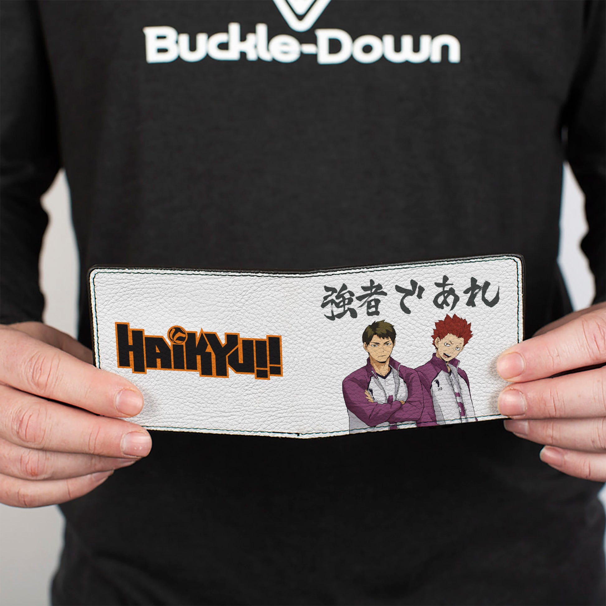 Bi-Fold Wallet - HAIKYU Shiratorizawa Academy Tendo and Ushjima STRONG MAN Pose White Bi-Fold Wallets Haikyu!!