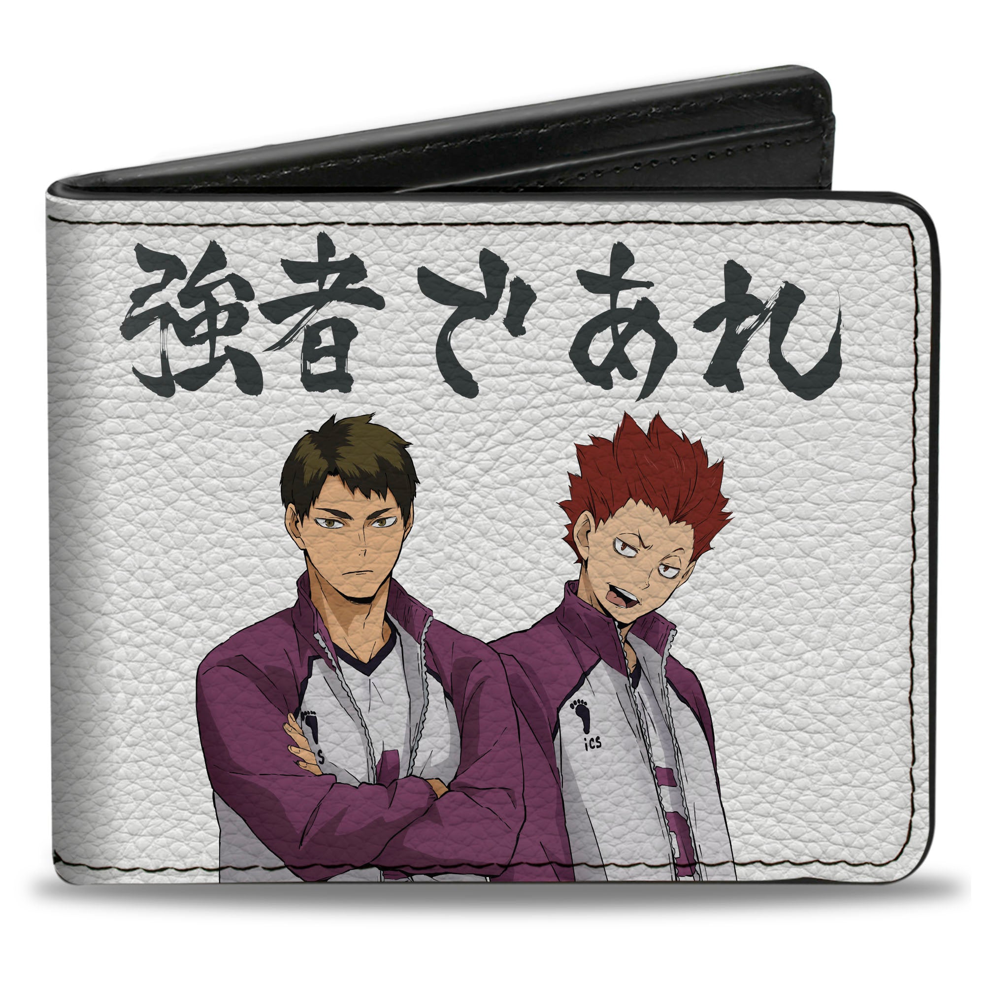 Bi-Fold Wallet - HAIKYU Shiratorizawa Academy Tendo and Ushjima STRONG MAN Pose White Bi-Fold Wallets Haikyu!!