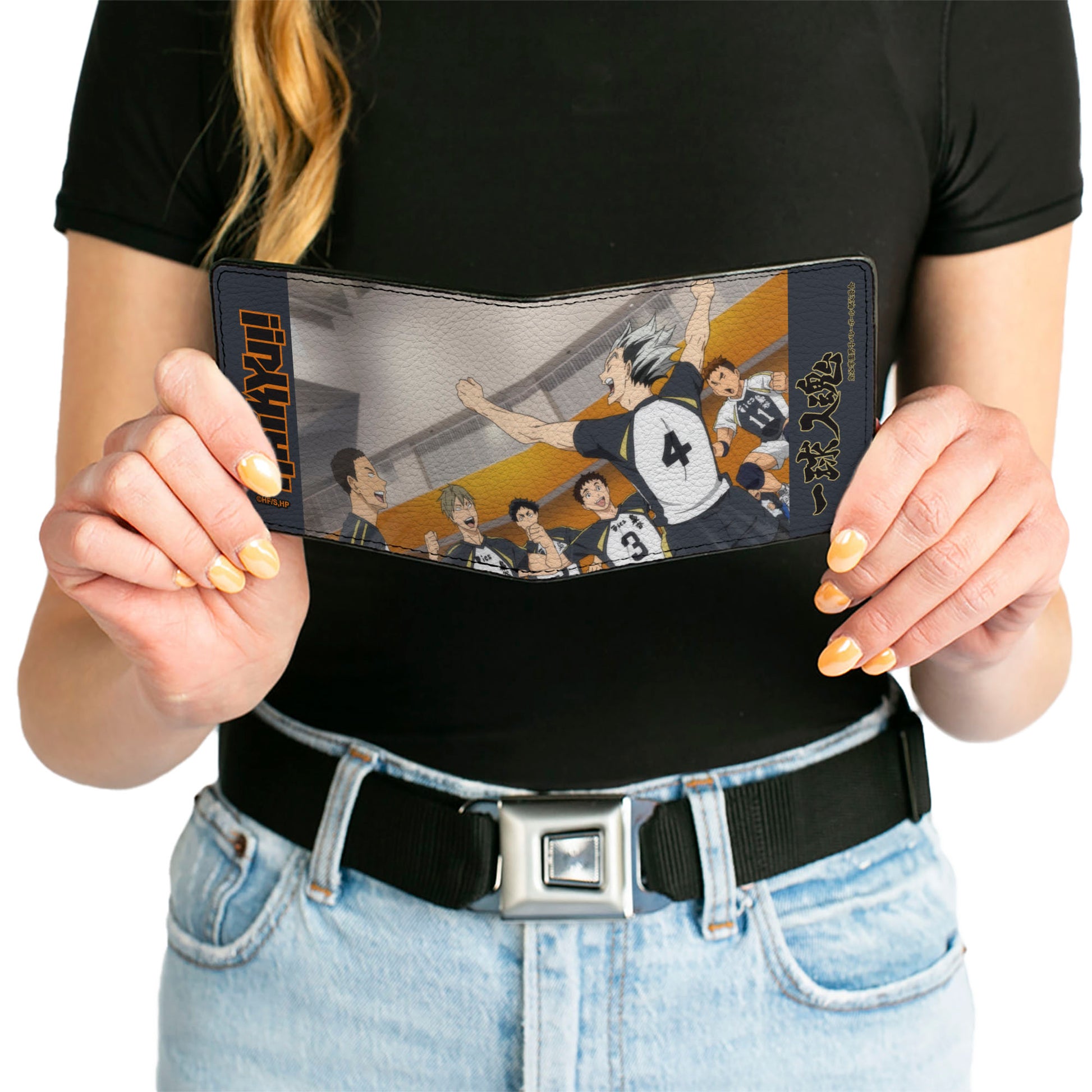 Bi-Fold Wallet - HAIKYU Fukurodani Academy Team Chant Group Pose Gray Bi-Fold Wallets Haikyu!!