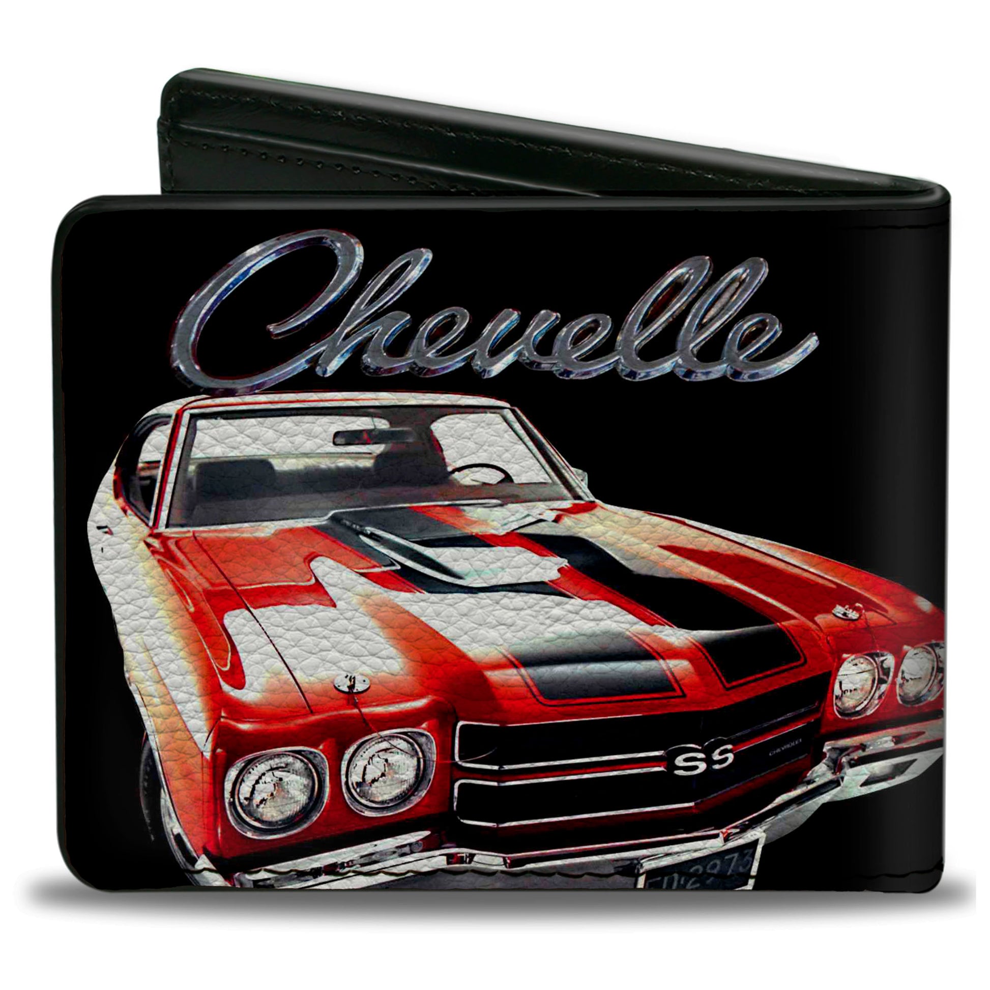 Bi-Fold Wallet - 1970 Chevrolet CHEVELLE Black Silver Red Bi-Fold Wallets GM General Motors