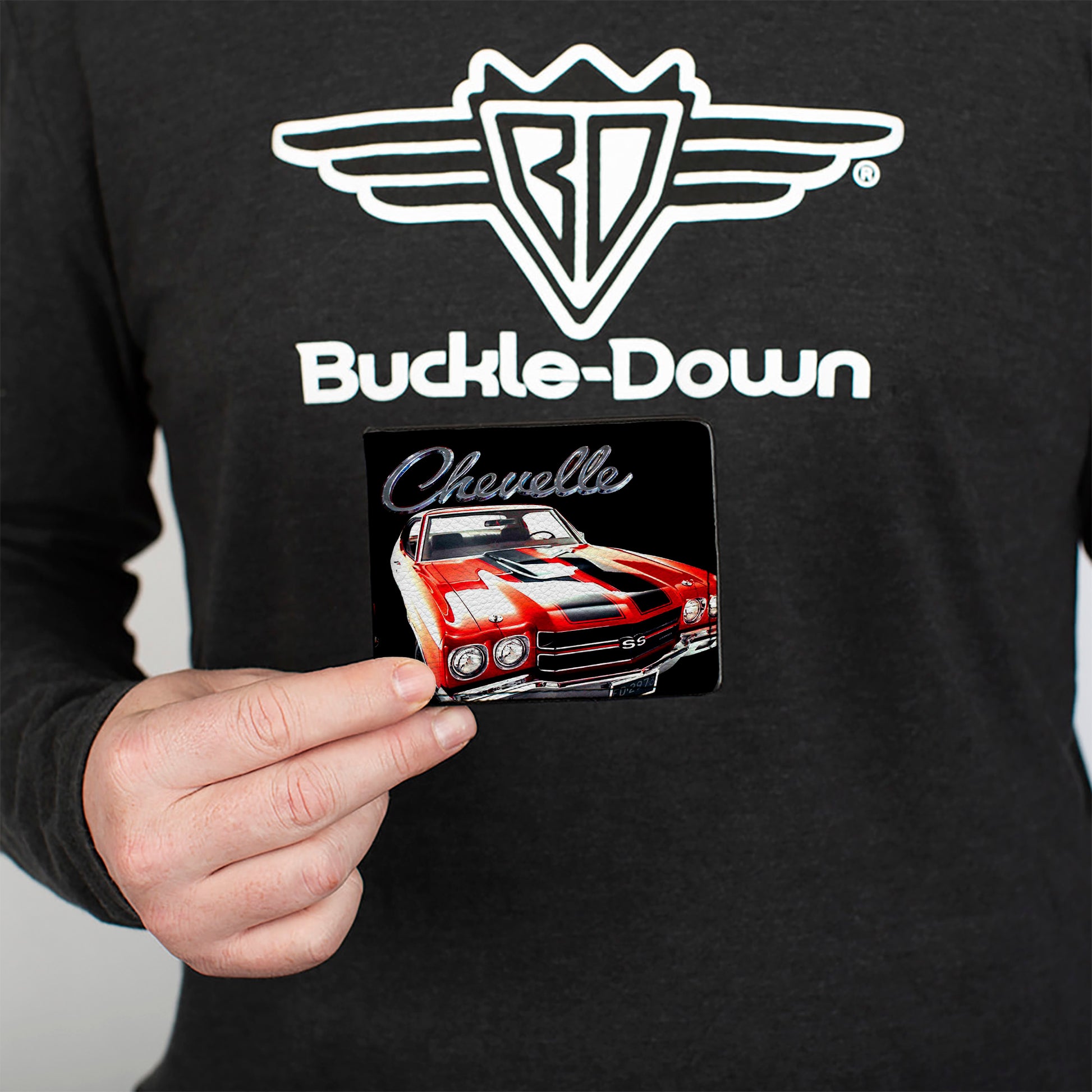 Bi-Fold Wallet - 1970 Chevrolet CHEVELLE Black Silver Red Bi-Fold Wallets GM General Motors