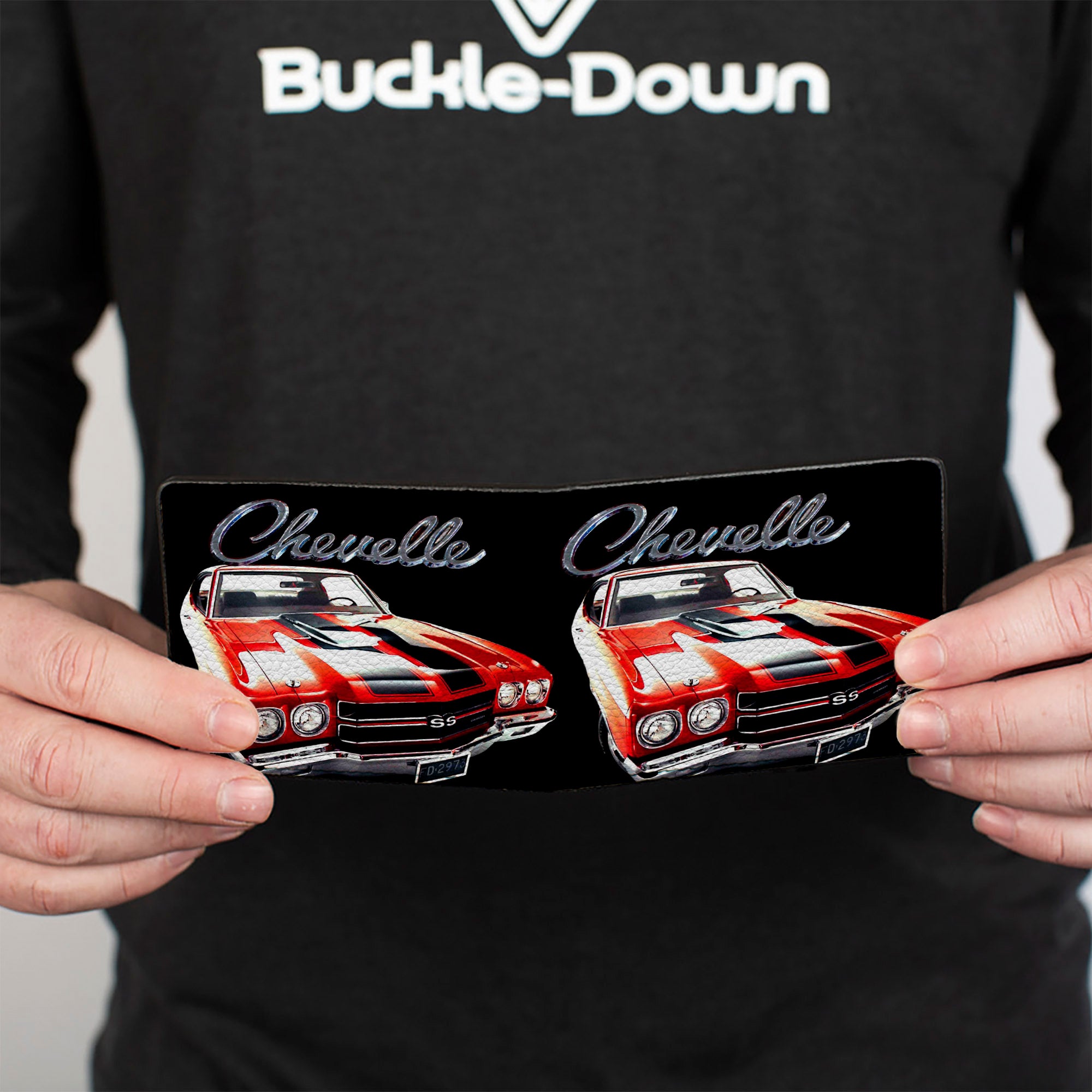 Bi-Fold Wallet - 1970 Chevrolet CHEVELLE Black Silver Red Bi-Fold Wallets GM General Motors