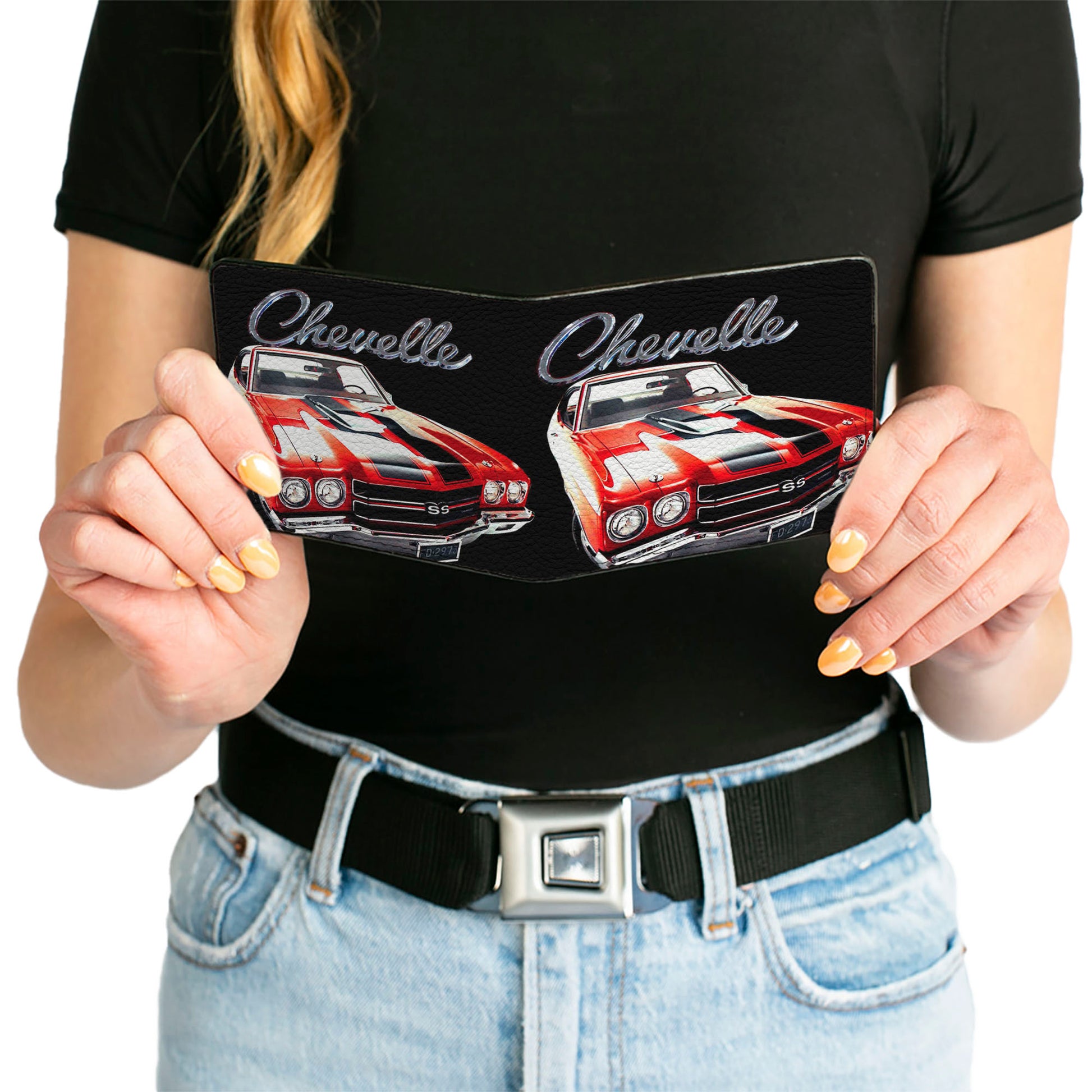 Bi-Fold Wallet - 1970 Chevrolet CHEVELLE Black Silver Red Bi-Fold Wallets GM General Motors