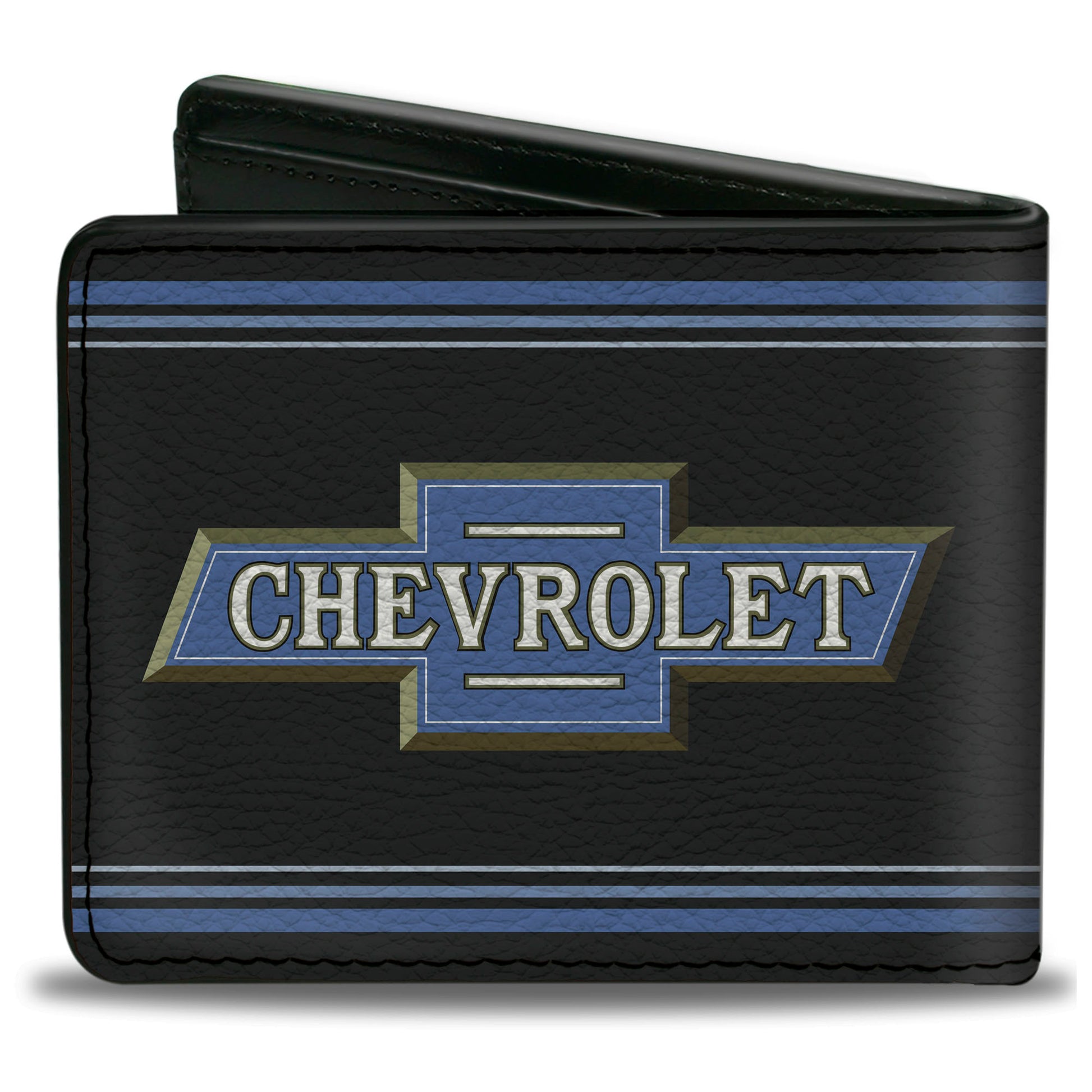 Bi-Fold Wallet - 1916 Chevrolet Bowtie Logo Stripes Black Blue Bi-Fold Wallets GM General Motors
