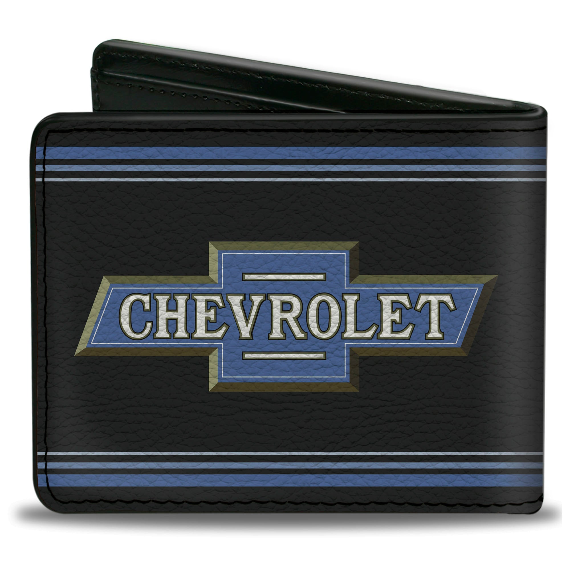 Bi-Fold Wallet - 1916 Chevrolet Bowtie Logo Stripes Black Blue Bi-Fold Wallets GM General Motors