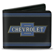 Bi-Fold Wallet - 1916 Chevrolet Bowtie Logo Stripes Black Blue Bi-Fold Wallets GM General Motors