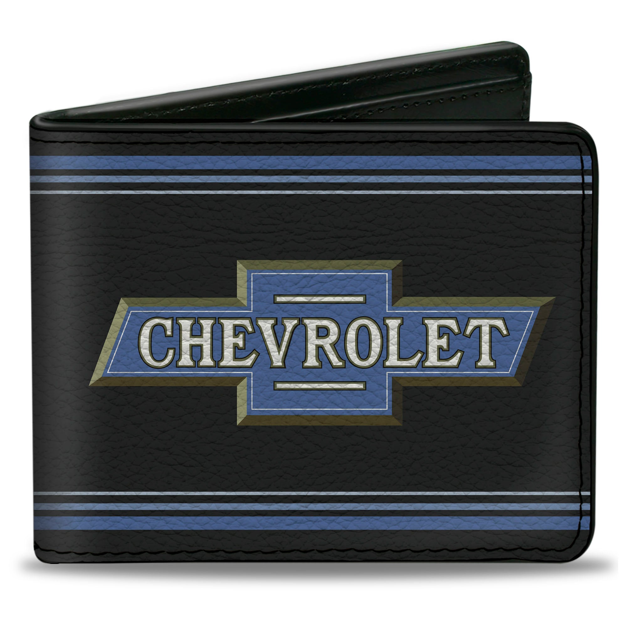 Bi-Fold Wallet - 1916 Chevrolet Bowtie Logo Stripes Black Blue Bi-Fold Wallets GM General Motors