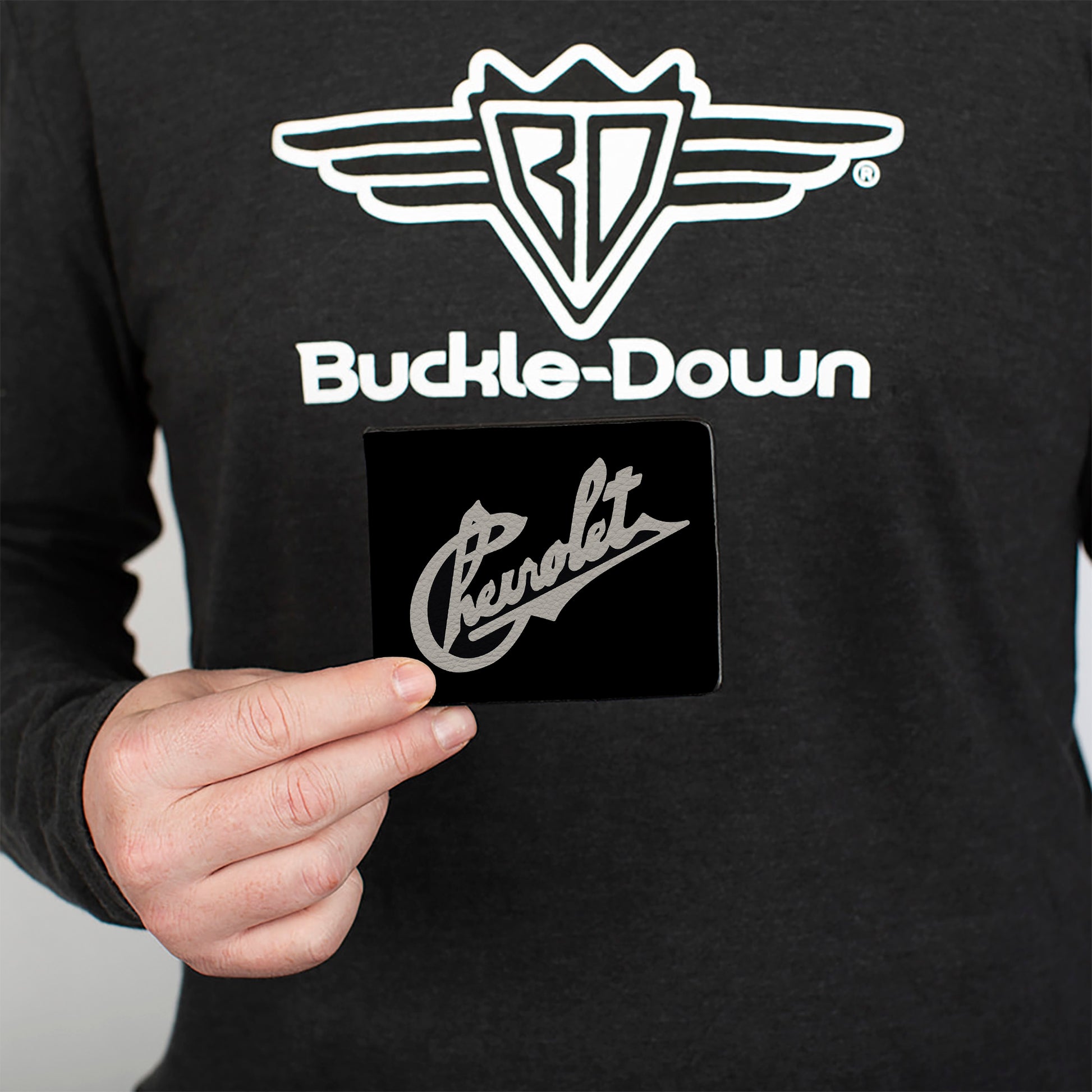 Bi-Fold Wallet - Chevrolet HeritageScript Slant Black Tan Bi-Fold Wallets GM General Motors