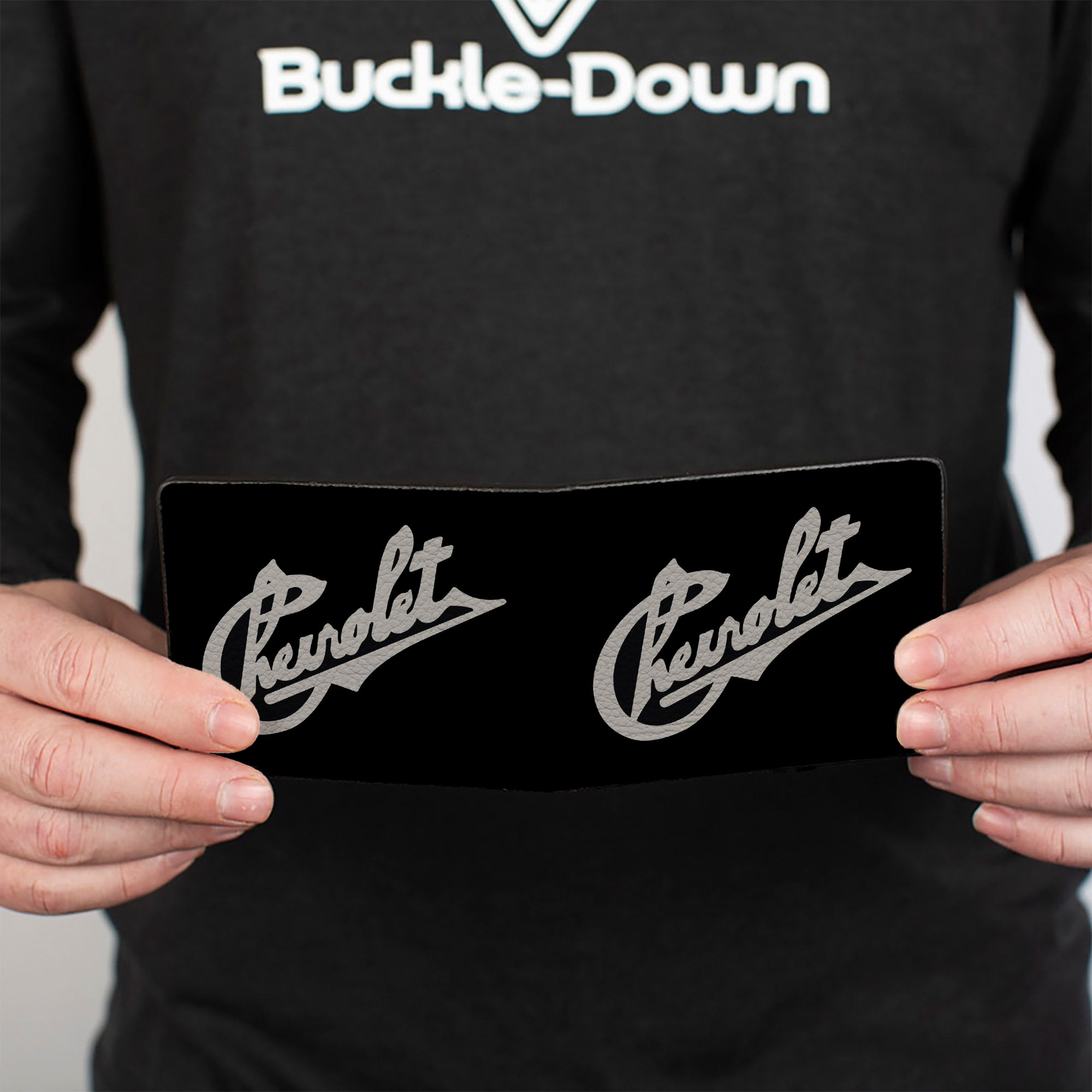 Bi-Fold Wallet - Chevrolet HeritageScript Slant Black Tan Bi-Fold Wallets GM General Motors