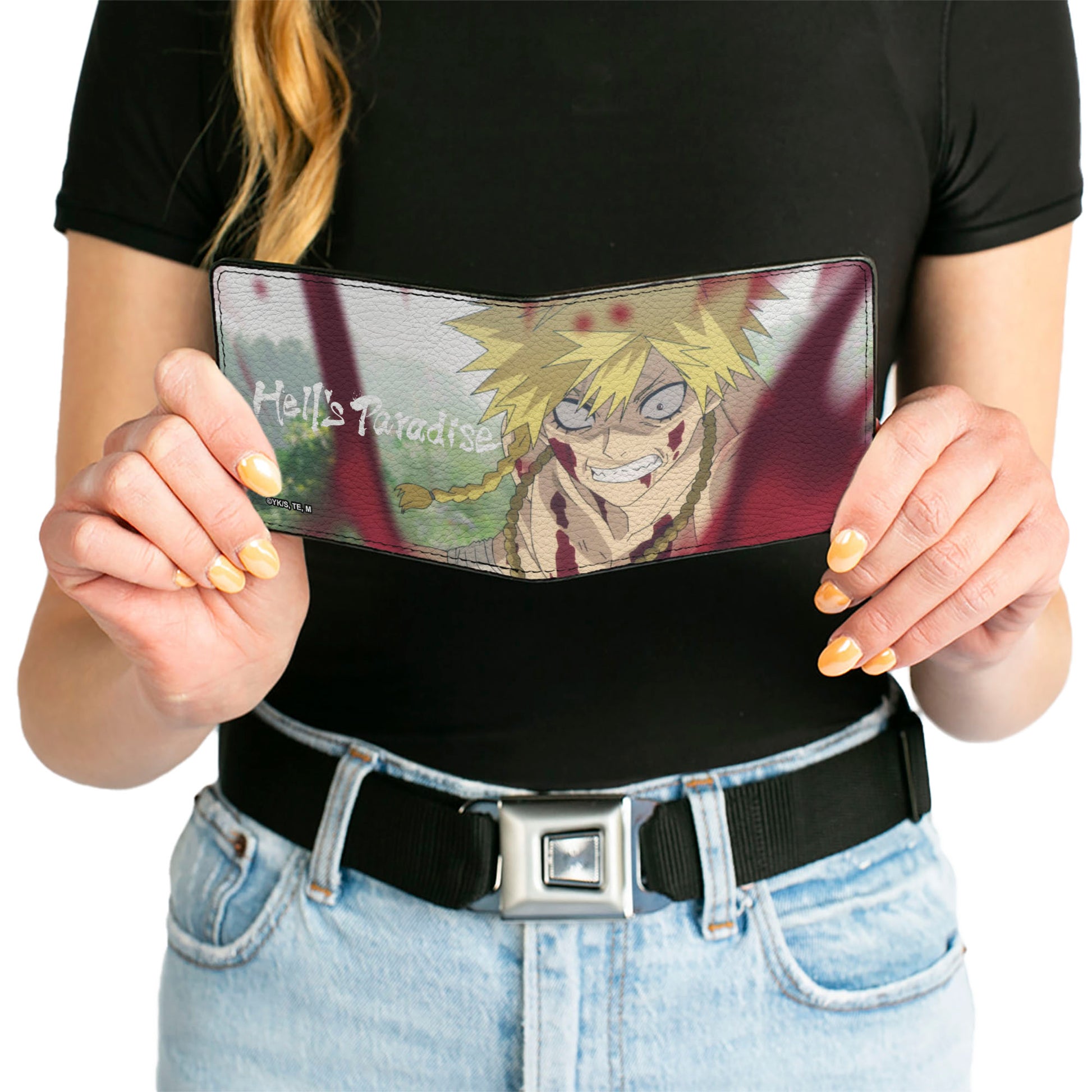 Bi-Fold Wallet - HELL'S PARADISE Aza Chobei Fighting Pose and Title Logo Bi-Fold Wallets Hell's Paradise