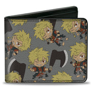 Bi-Fold Wallet - Hell's Paradise Chibi Aza Chobei Axe Poses Scattered Gray Bi-Fold Wallets Hell's Paradise