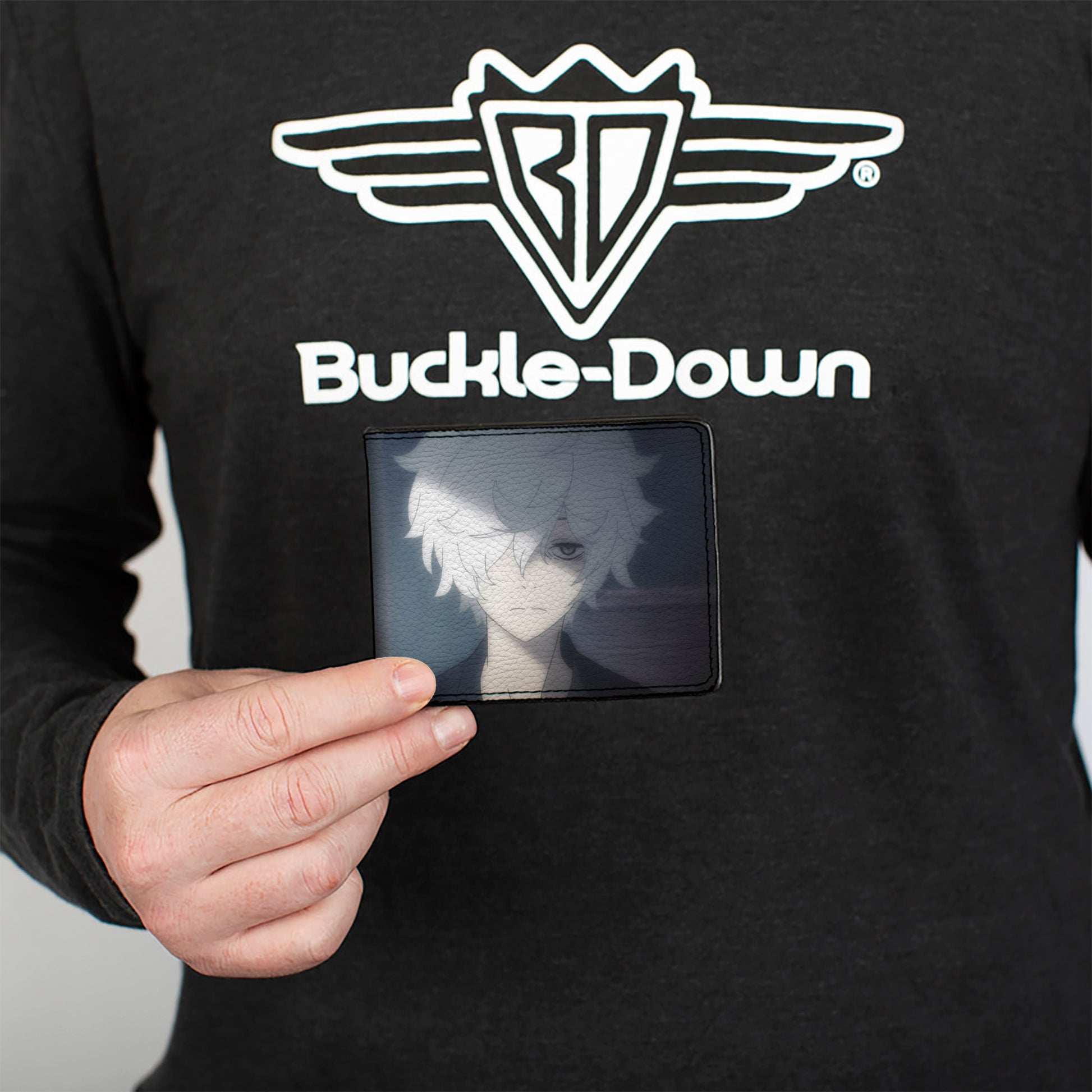 Bi-Fold Wallet - Hell's Paradise Kanji Title Logo and Gabimaru Shadow Pose White Bi-Fold Wallets Hell's Paradise