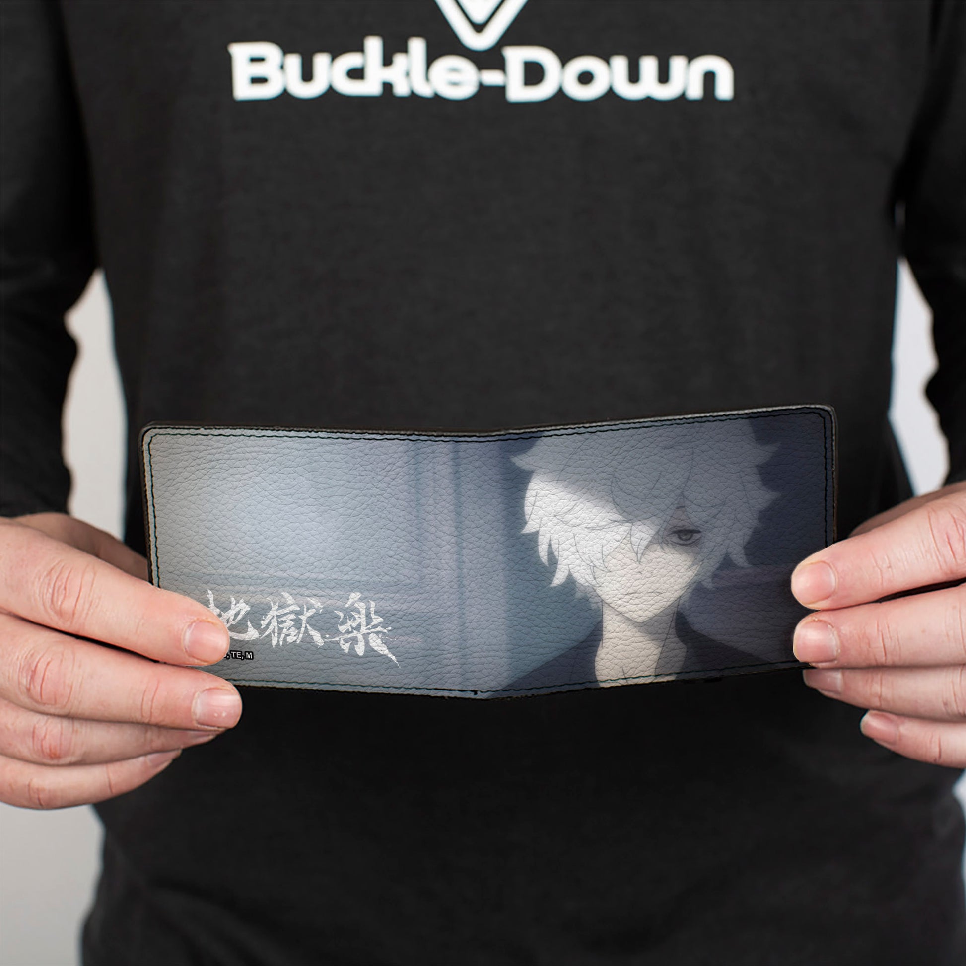 Bi-Fold Wallet - Hell's Paradise Kanji Title Logo and Gabimaru Shadow Pose White Bi-Fold Wallets Hell's Paradise