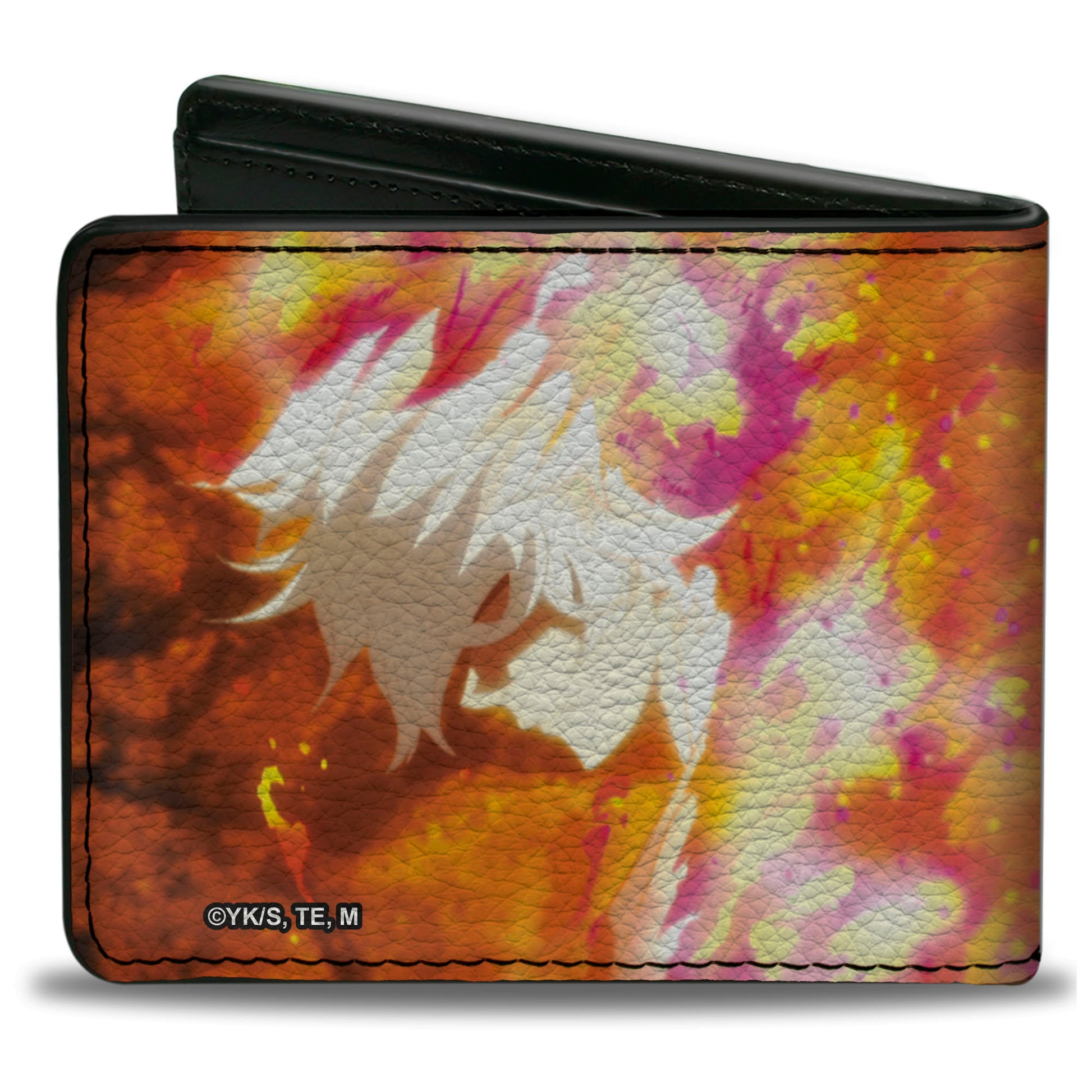 Bi-Fold Wallet - Hell's Paradise Kanji Title Logo and Gabimaru Fire Pose Orange/White Bi-Fold Wallets Hell's Paradise
