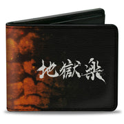 Bi-Fold Wallet - Hell's Paradise Kanji Title Logo and Gabimaru Fire Pose Orange/White Bi-Fold Wallets Hell's Paradise