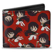 Bi-Fold Wallet - Hell's Paradise Chibi Aza Toma Sword Poses Scattered Red Bi-Fold Wallets Hell's Paradise