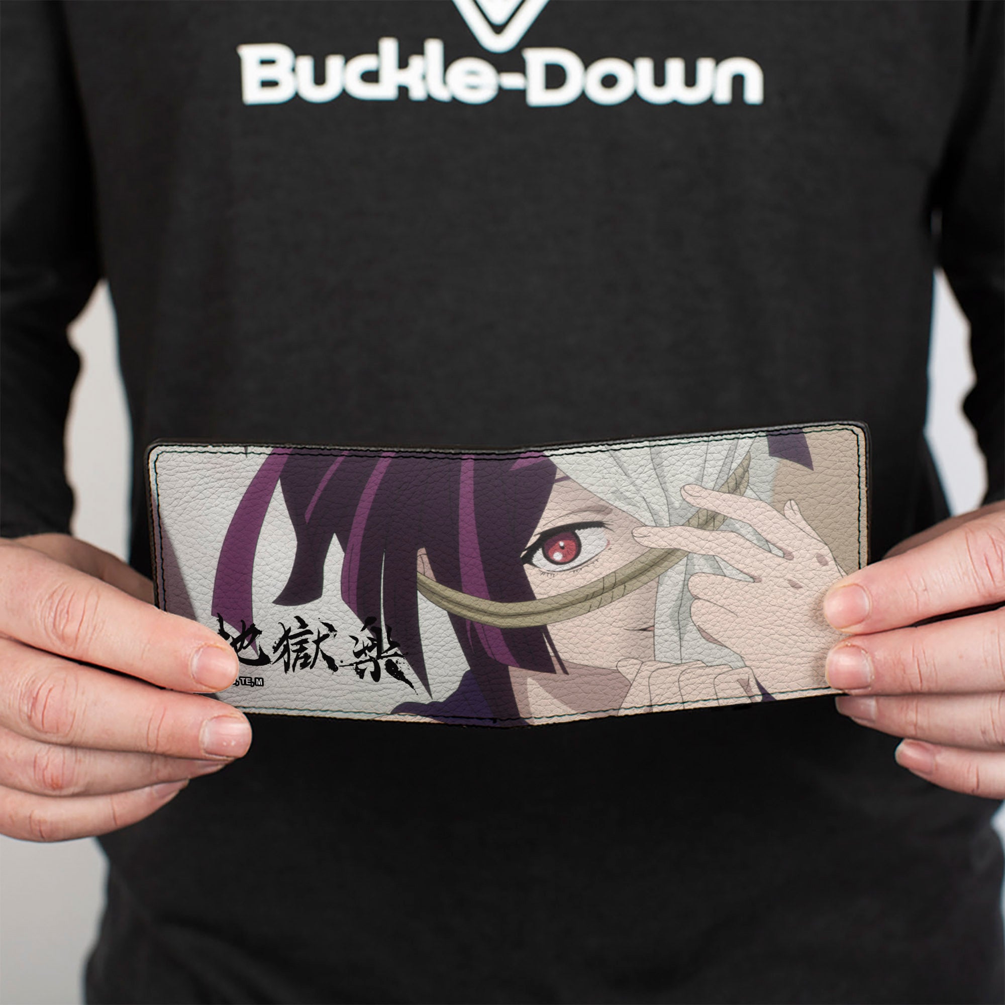 Bi-Fold Wallet - Hell's Paradise Yuzuriha Close-Up Pose and Title Logo Black Bi-Fold Wallets Hell's Paradise