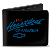 Bi-Fold Wallet - Chevy Bowtie THE HEARTBEAT OF AMERICA Black White Red Blue Bi-Fold Wallets GM General Motors