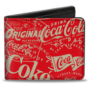 Bi-Fold Wallet - Vintage Coca-Cola Coke Icons and Ad Logos Red/White Bi-Fold Wallets Coca-Cola